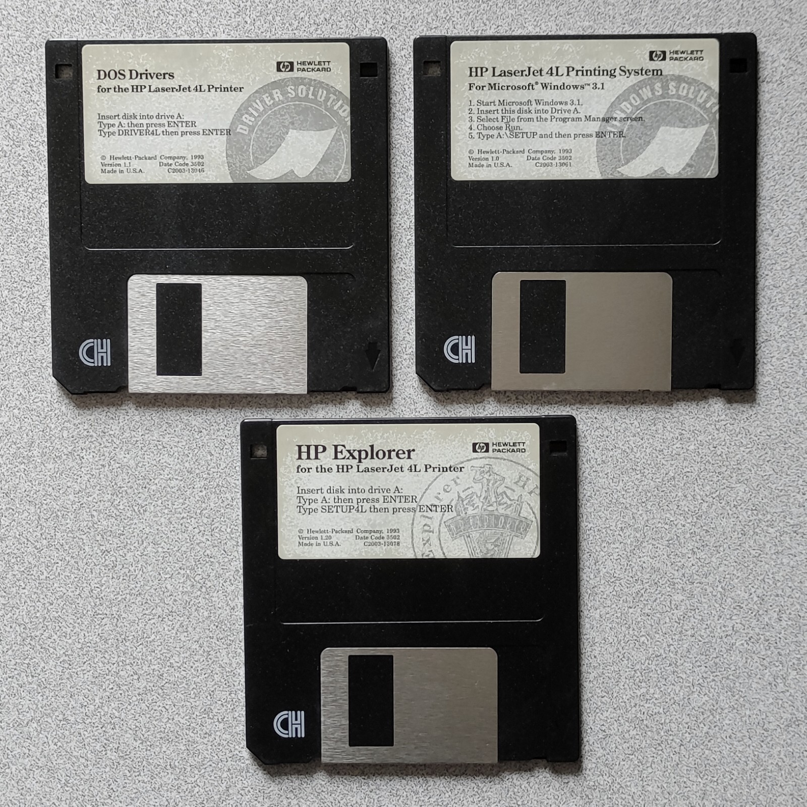 HP LaserJet 4L 3.5 Floppy Diskette Disk Software vintage DOS Drivers & Explorer