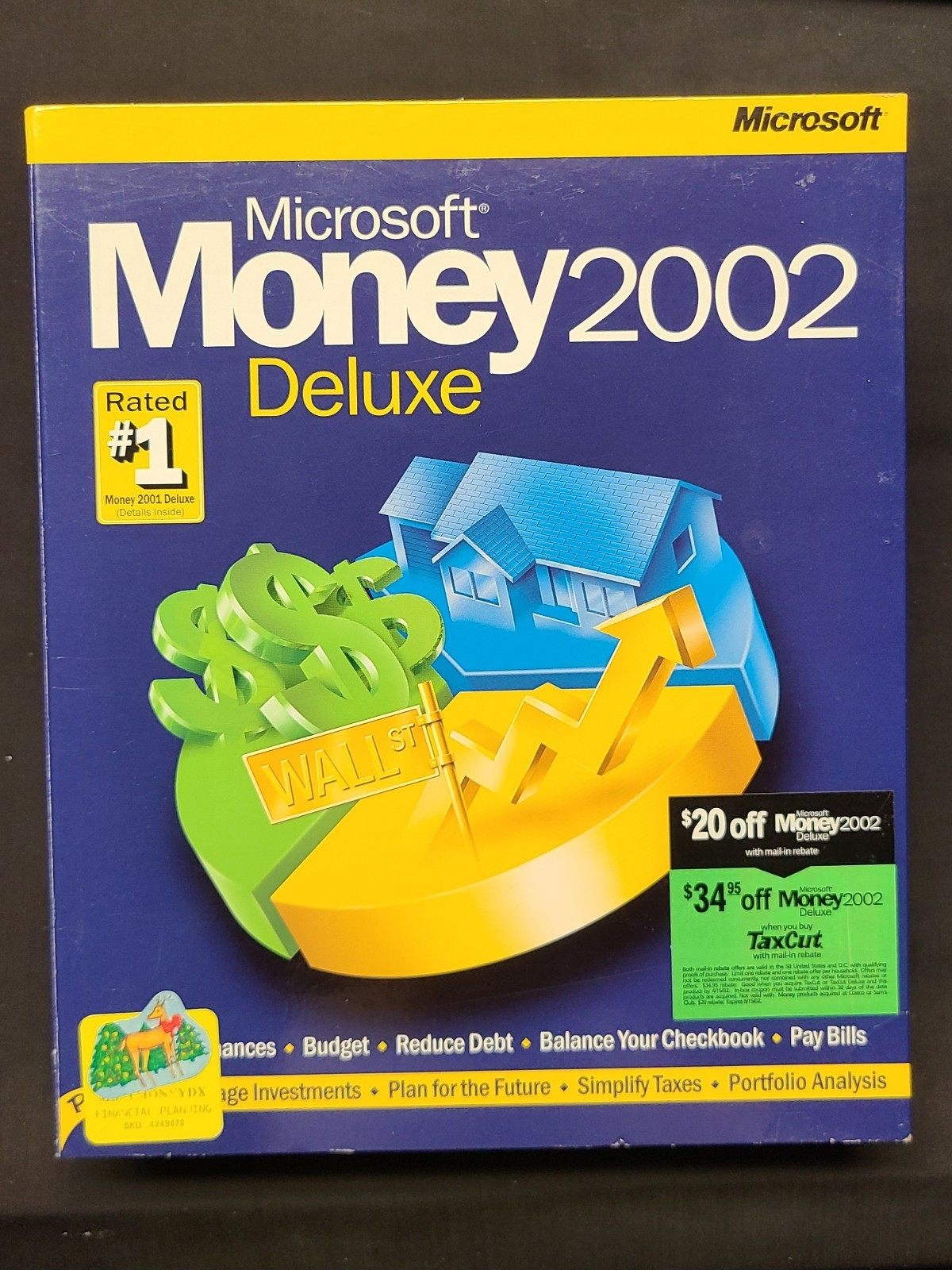 Microsoft Money 2002 Deluxe CIB Windows PC Software Vintage