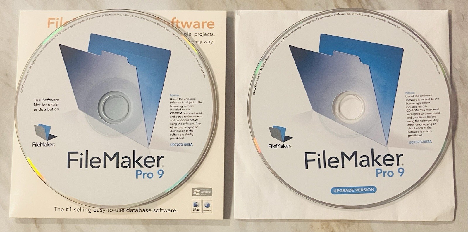 FileMaker Pro 9 Upgrade 5-User License 2-Disc Box Set Mac Windows Database