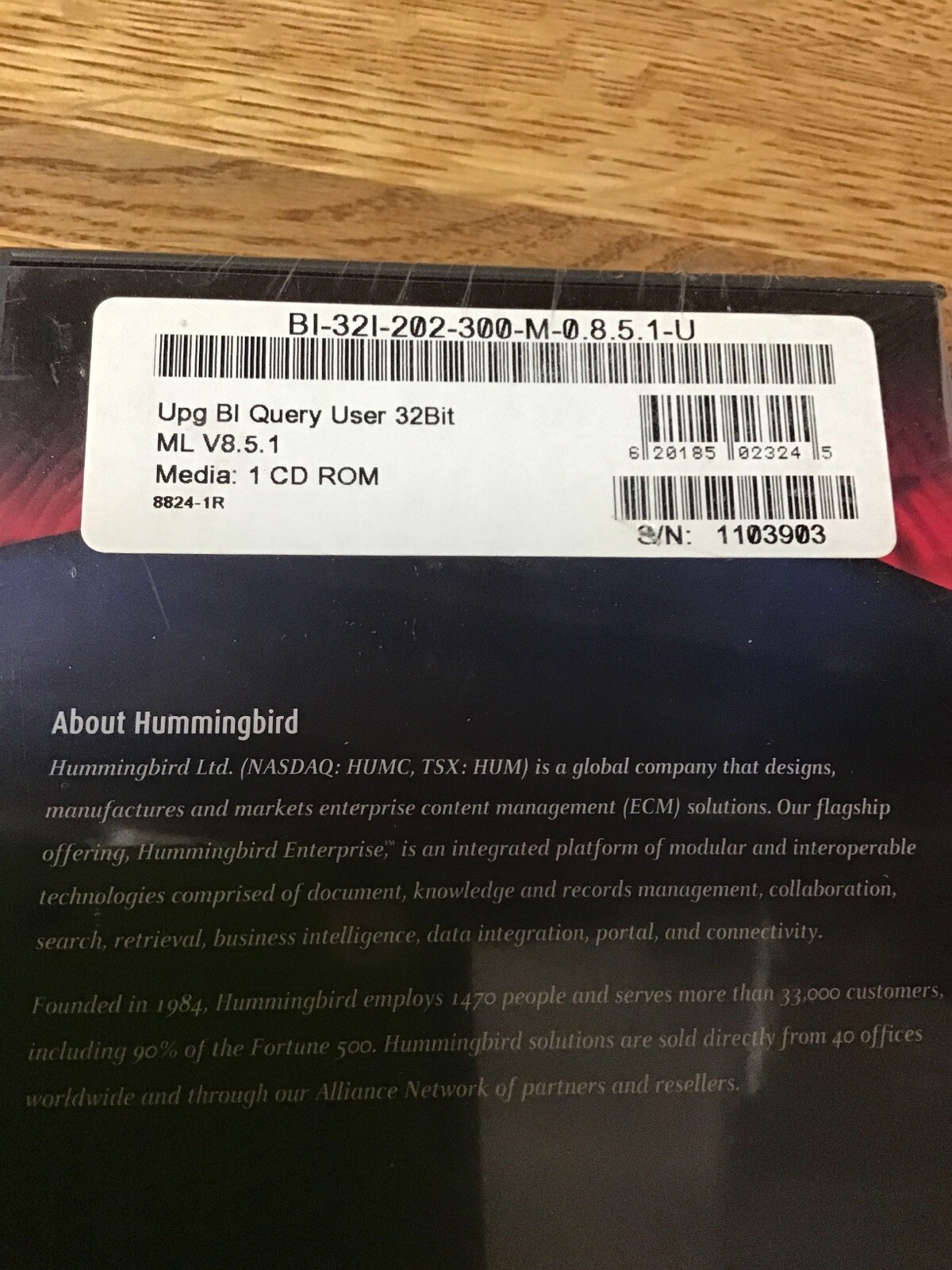 Hummingbird BI Nenc 32BIT ML V8.5.1. Upgrade Copy New Sealed