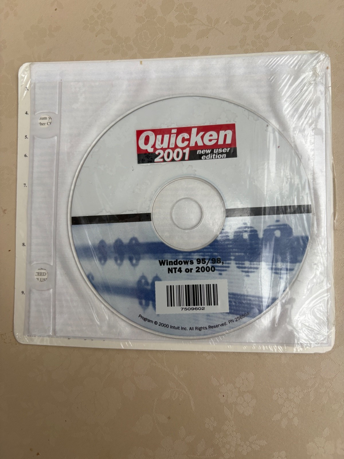 QUICKEN 2001 NEW USER EDITION WINDOWS 95/98 NT4 OR 2000 CD NEW NEVER USED