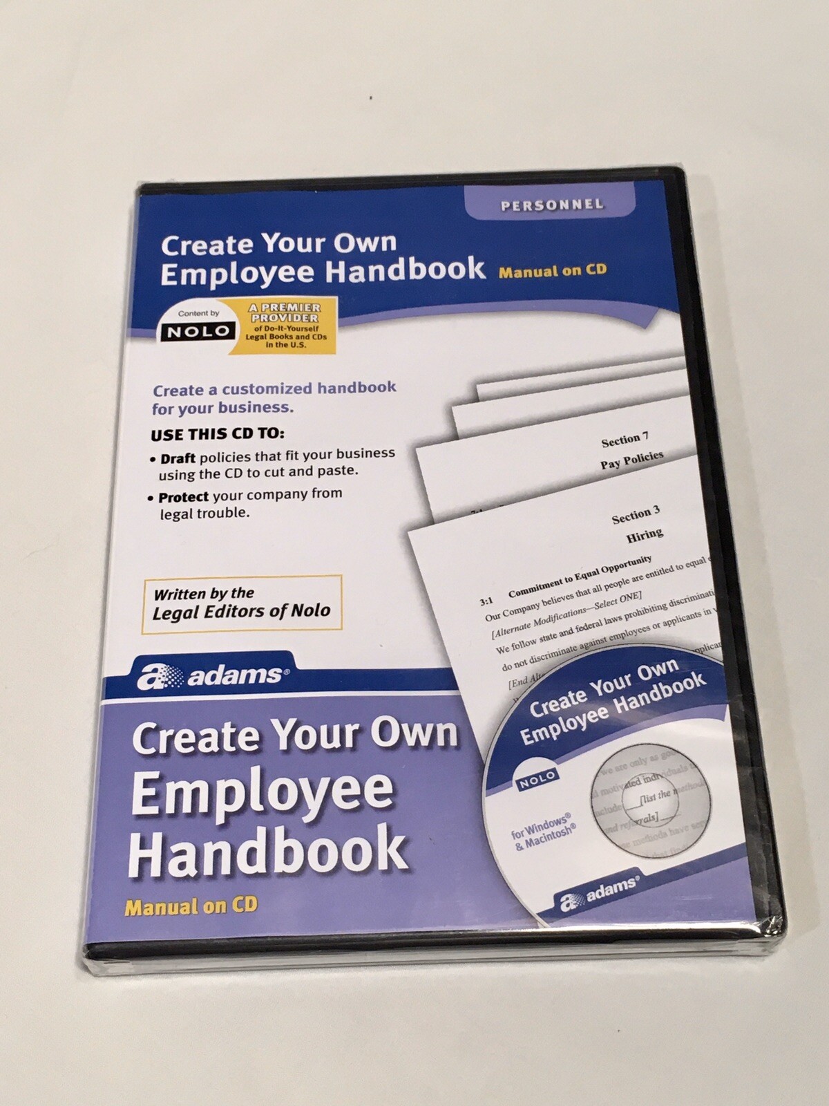 Adams Create Your Own Employee Handbook on CD – BRAND NEW SEALED