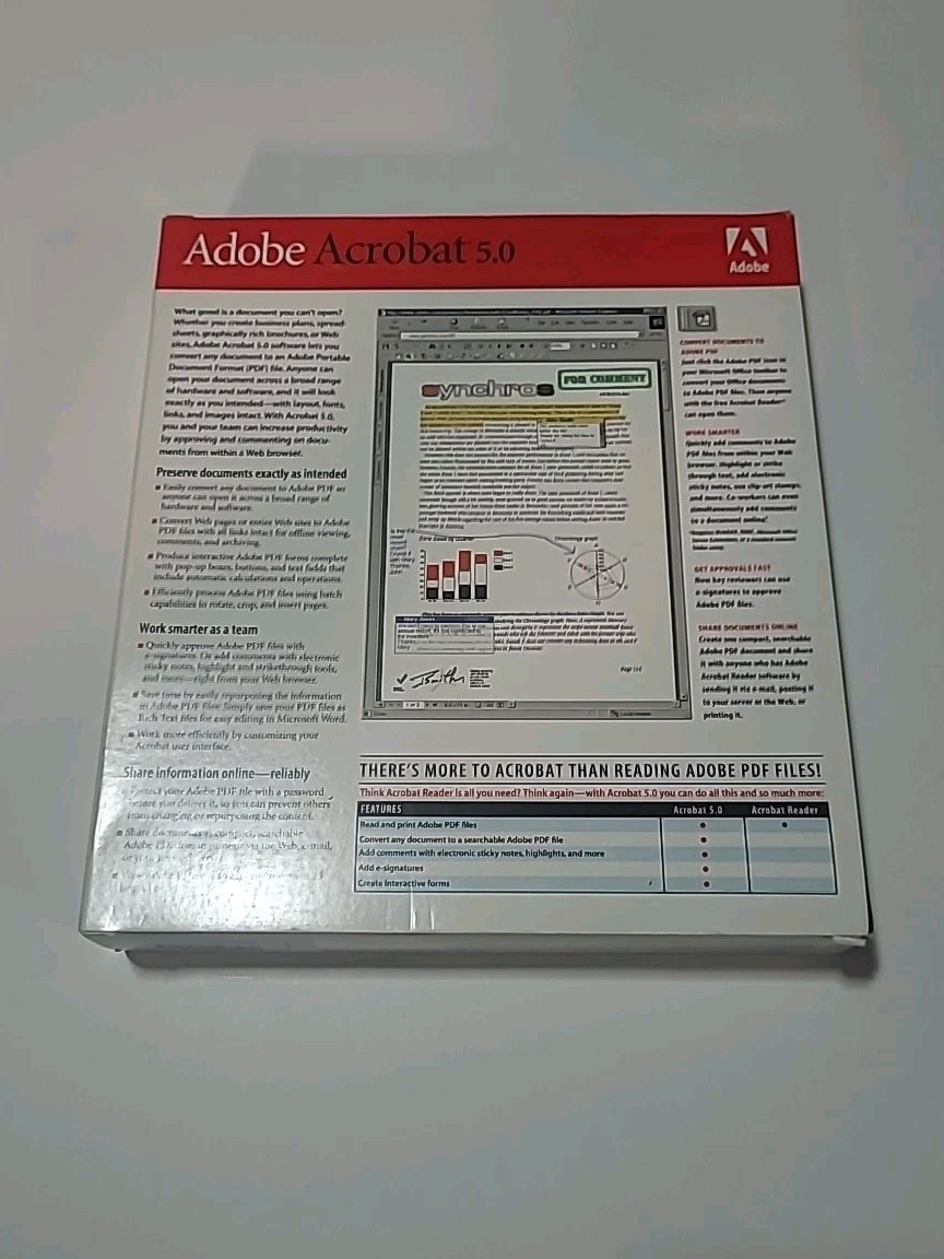 Adobe Acrobat 5.0 Boxed PC Box for Windows PDF XP