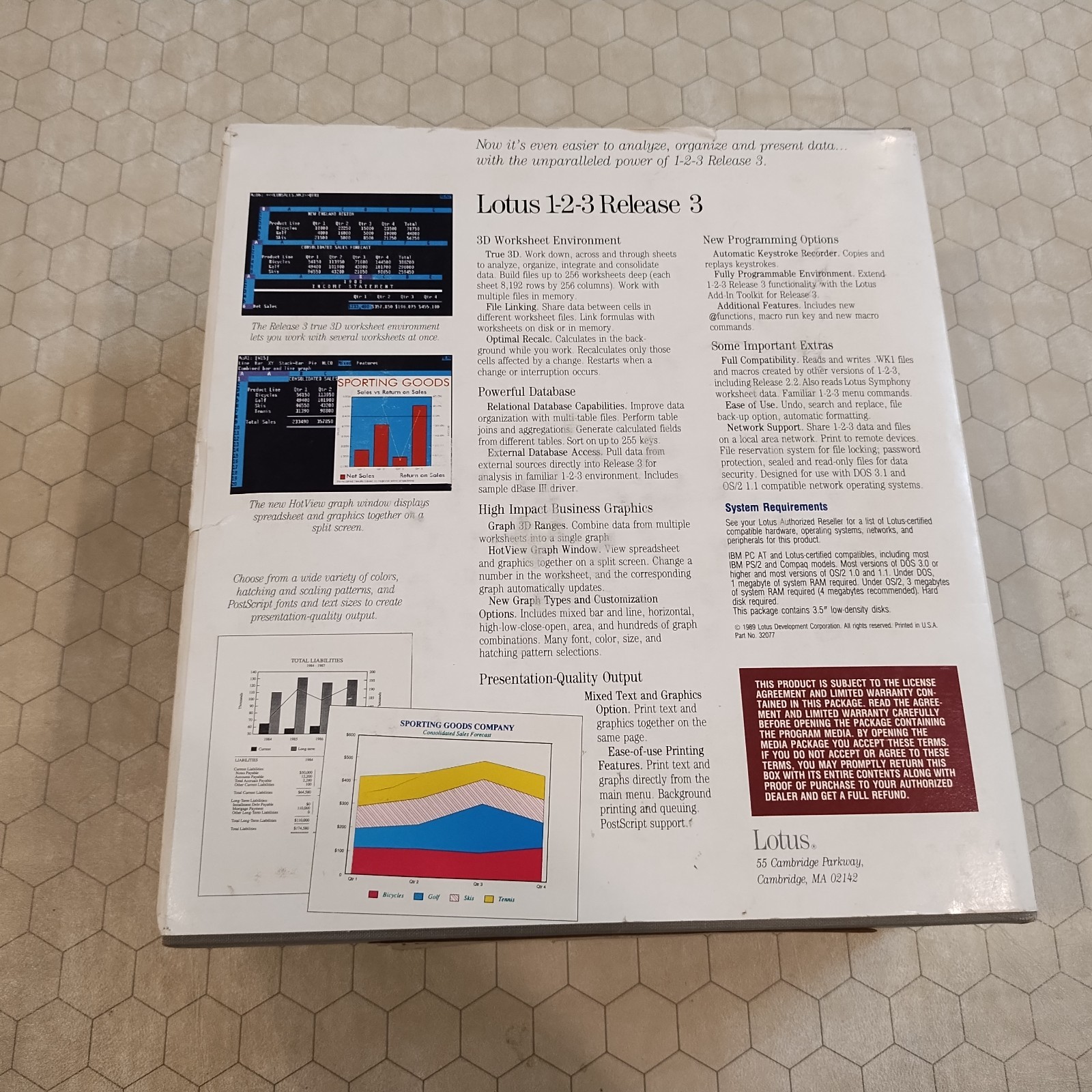Lotus 1-2-3 Version 3.0, 3.5″ disks, original box/manuals, spreadsheet, 1989!