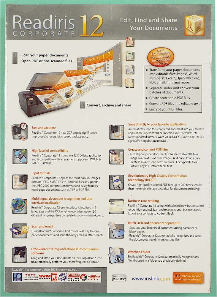 NEW I.R.I.S. Inc Readiris Corporate 12 OCR Software for MAC *ASIAN VERSION*