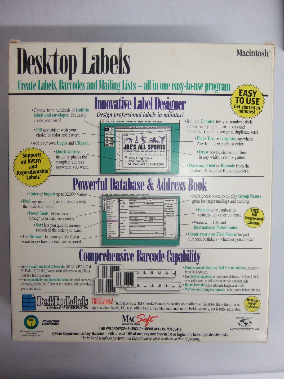 Desktop Labels; Labels, Address Book & Database
