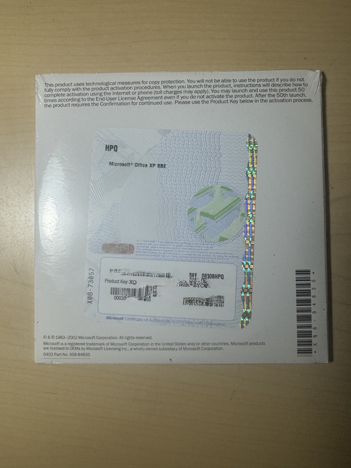 Sealed New Microsoft Office XP SBE Small Business X08-73057 w/Serial Key