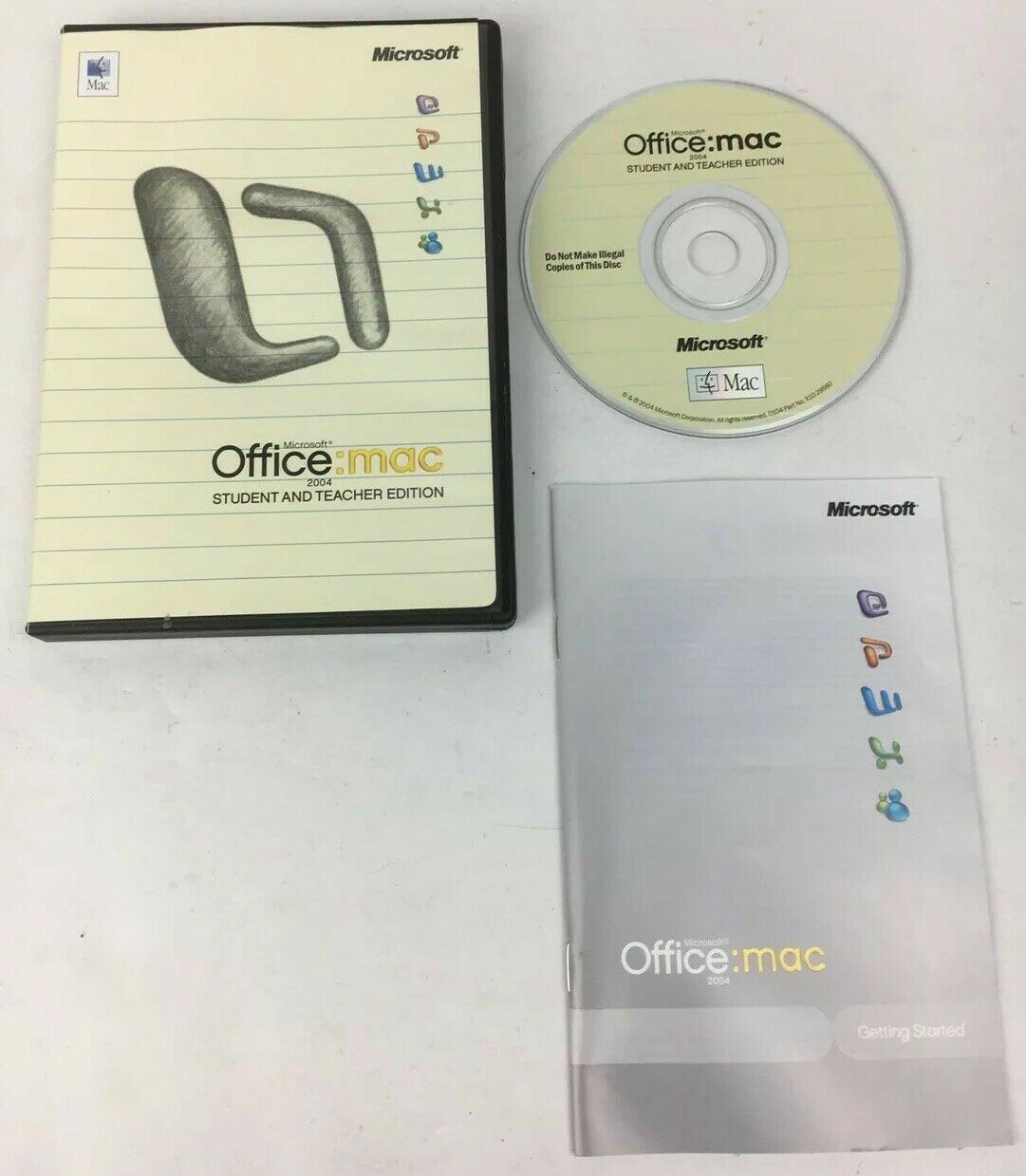 Office Mac Student & Teacher Edition 2004 Macintosh w/ 3 CD Keys Case Manual #B4