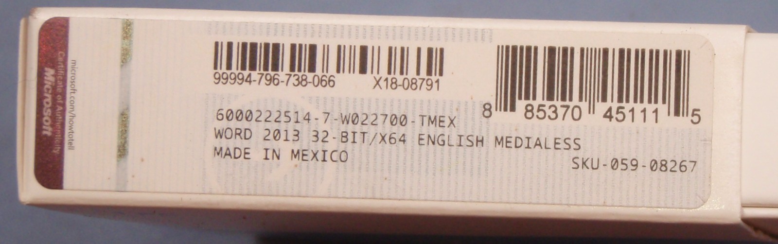 Microsoft Word 2013 Product Key Card – US Ship