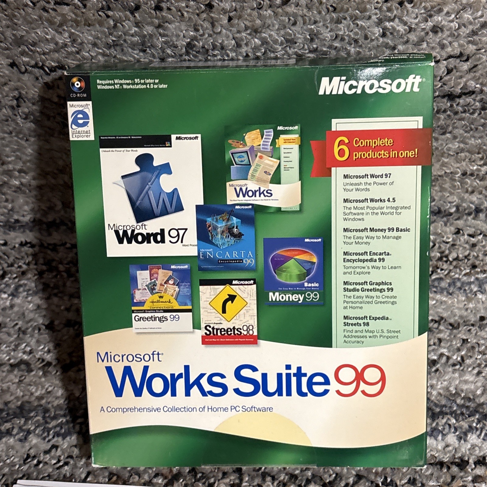 Microsoft Works Suite 99, CD Key, Retail Box For Windows 95 Or Later +Streets 98