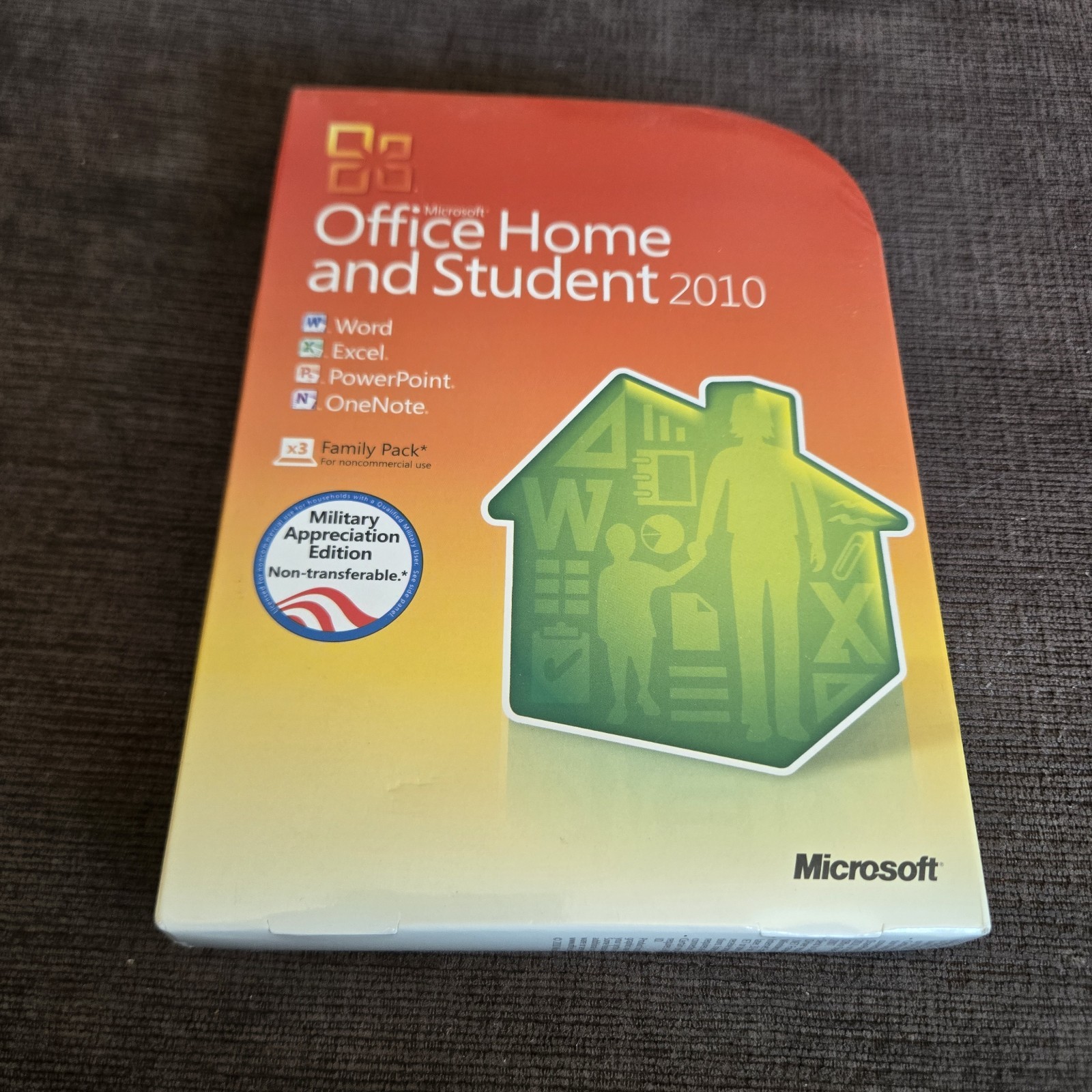 Microsoft MS Office 2010 Home and Student Family Pack For 3PCs/ 1 box SEALED BOX