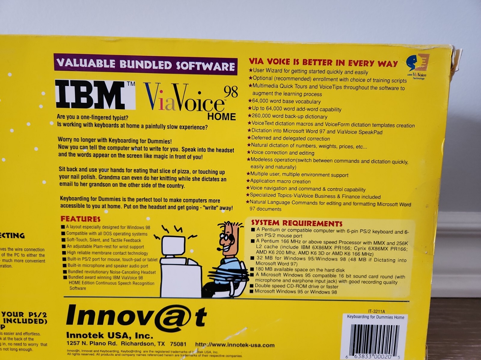 INNOVAT IBM KEYBOARDING FOR DUMMIES VIA VOICE 98 HOME SPEECH RECOGNITION SEALED