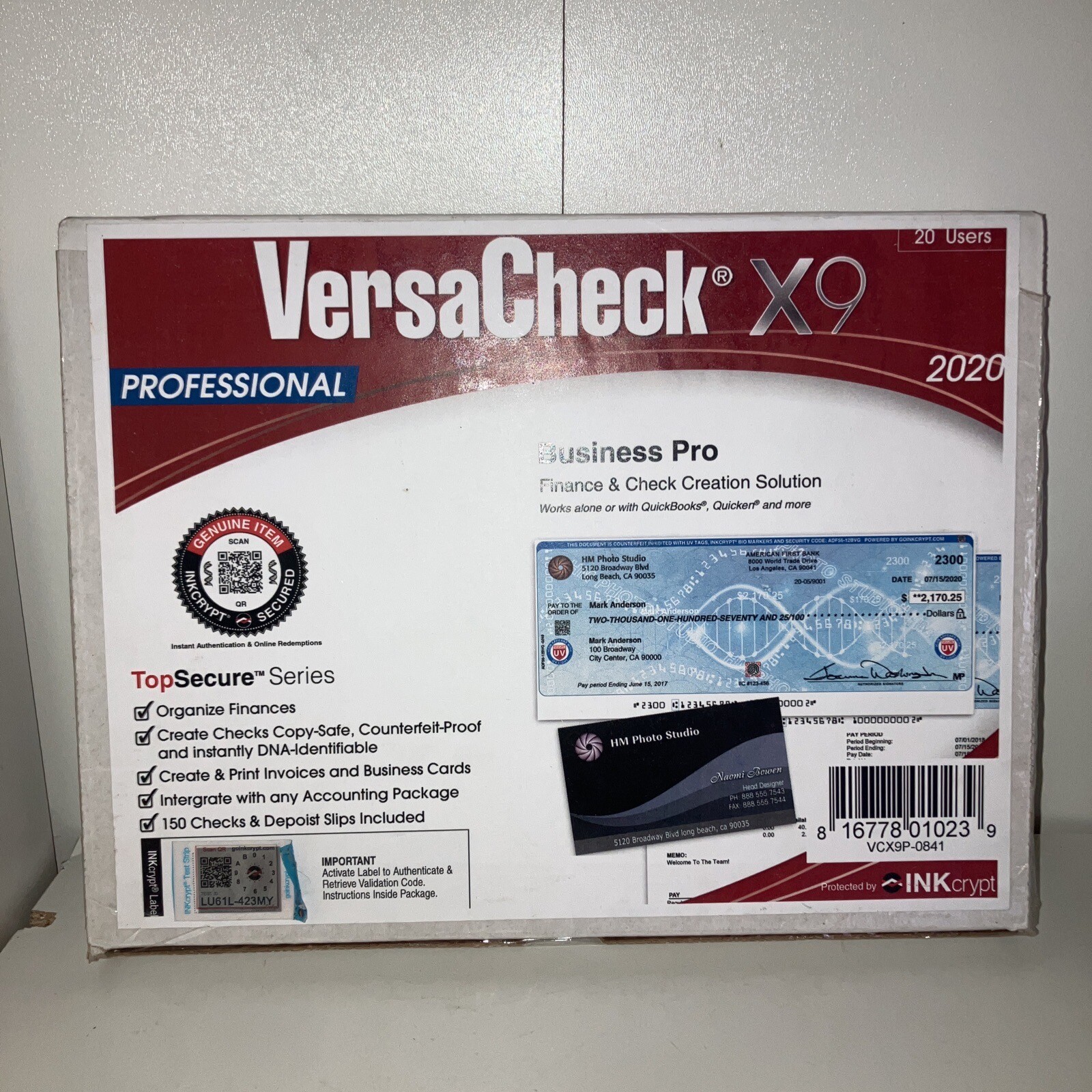 VersaCheck X9 Profession 2020 20 Users Business Pro TopSecure Series