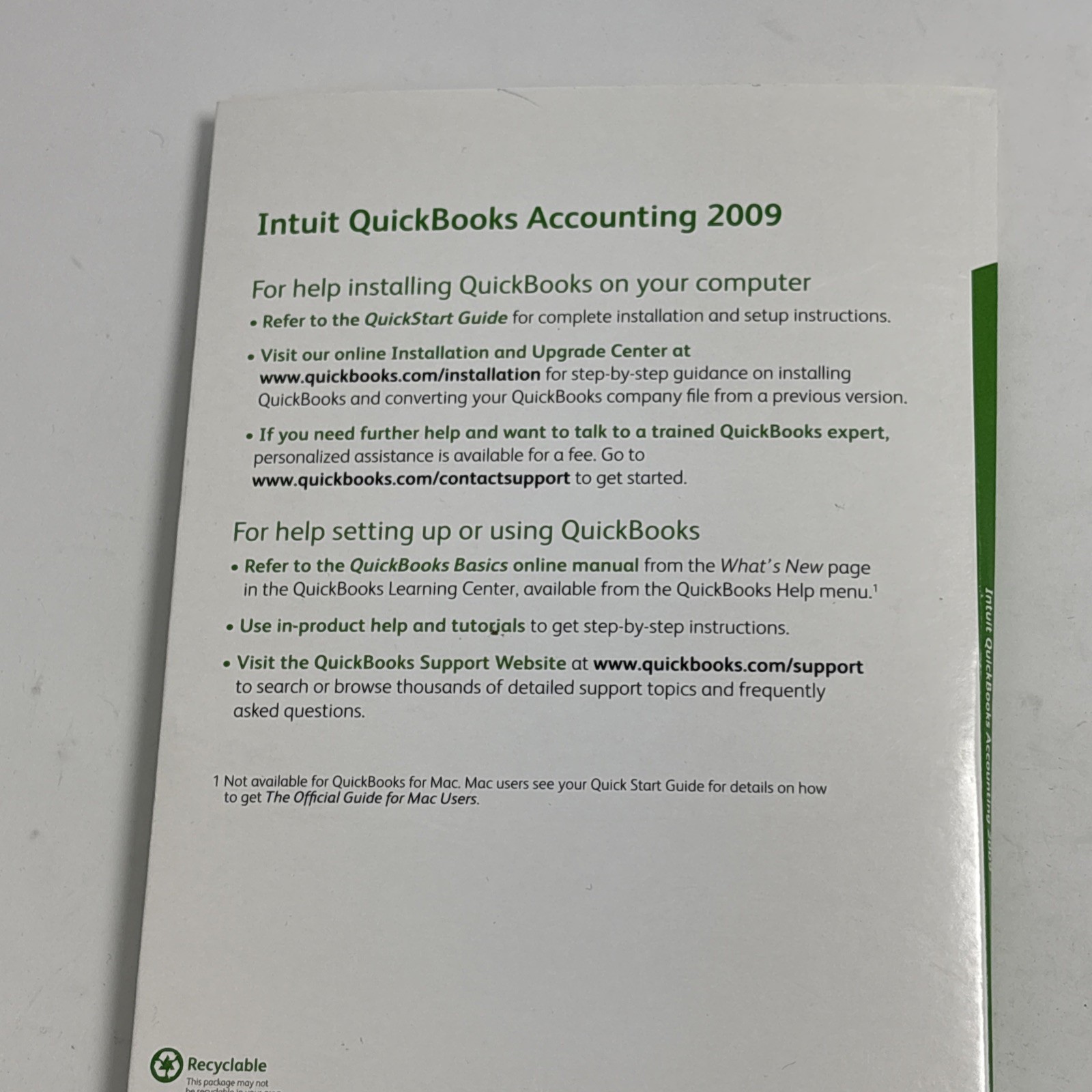 Mac Intuit QuickBooks 2009 Accounting Software CD W/Key Code NO SUBSCRIPTION