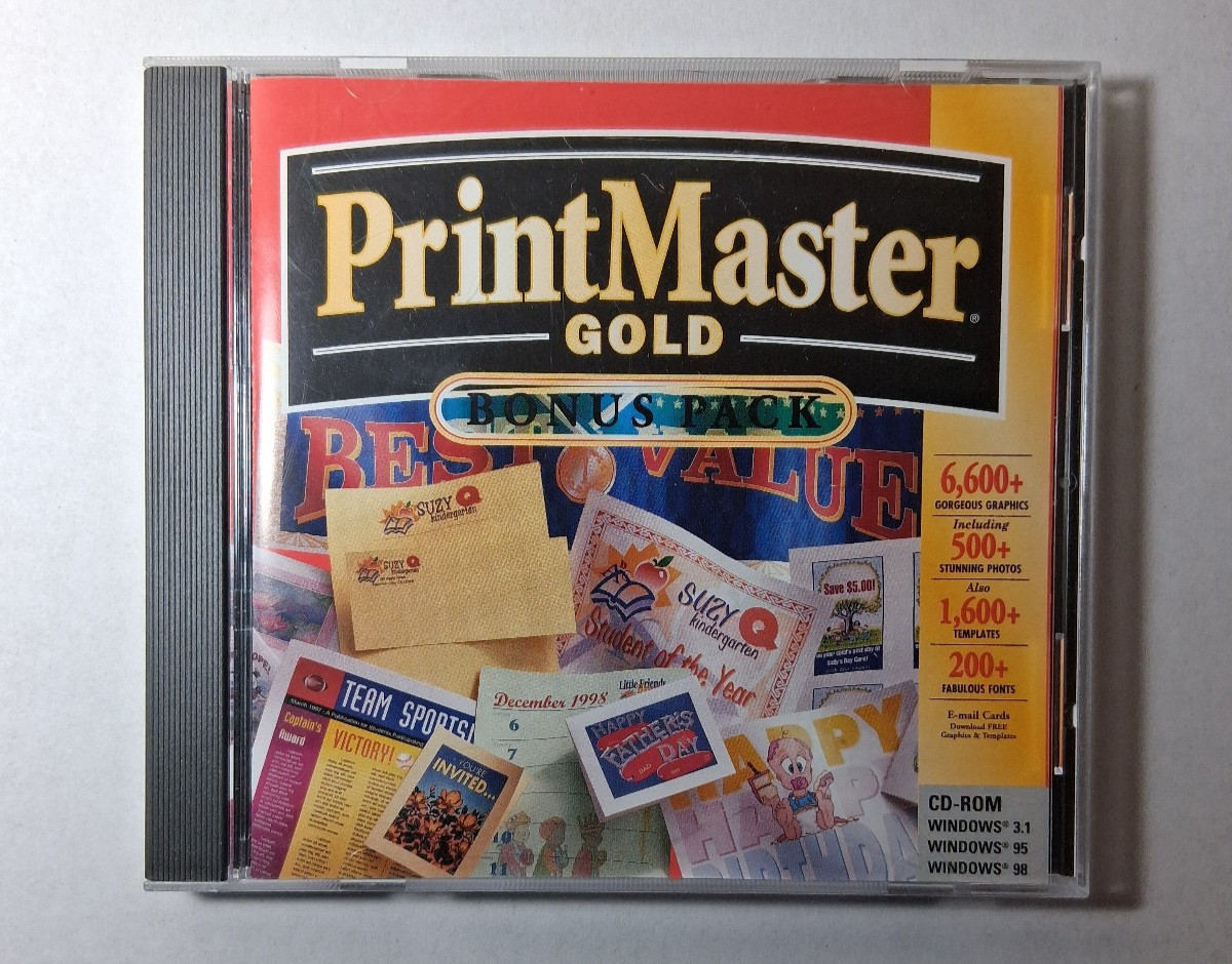 VTG 1998 Mindscape Print Master Gold Publishing Suite Bonus Disc Win 3.1/95/98