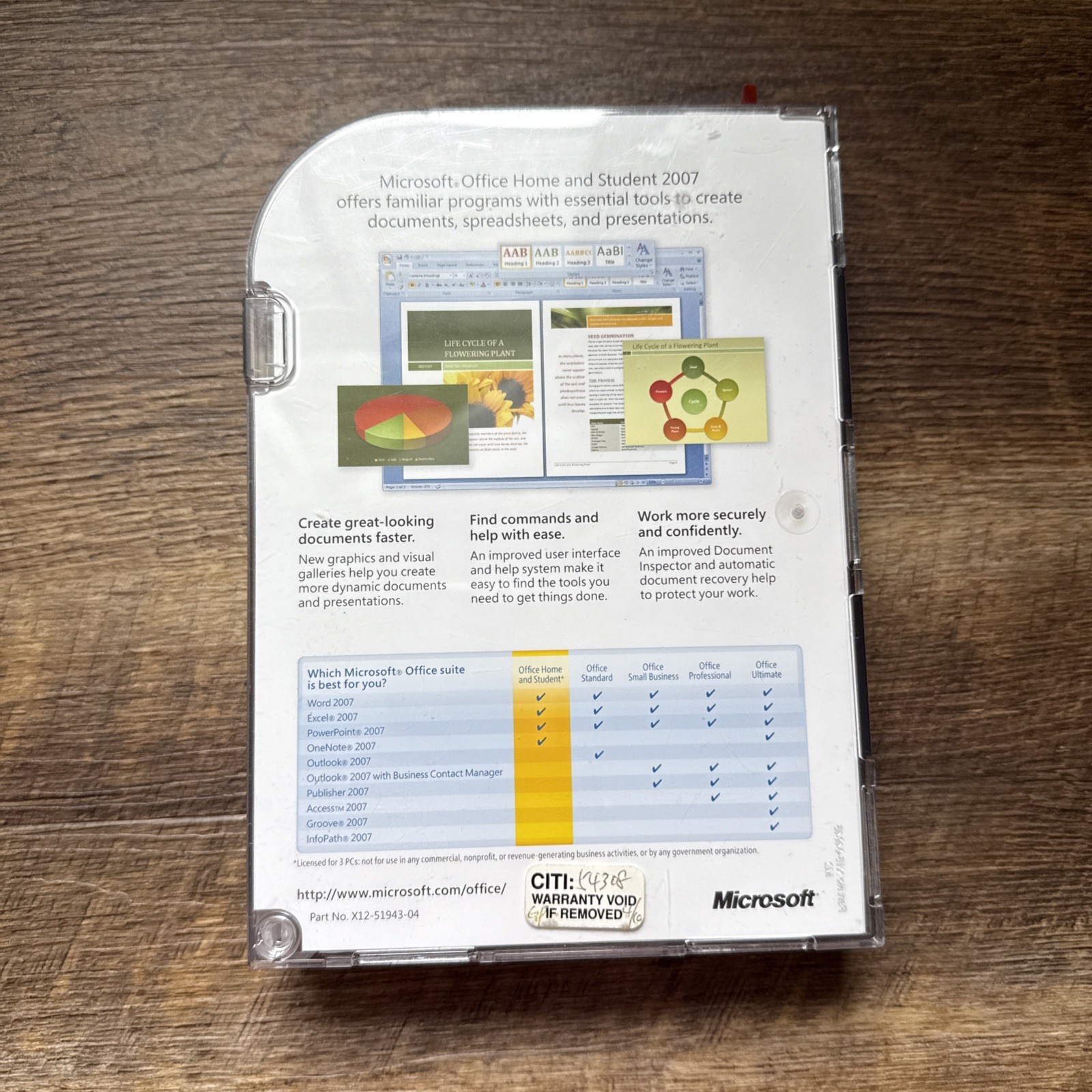 Microsoft Office Home and Student 2007 Word Excel PowerPoint OneNote w/ Key