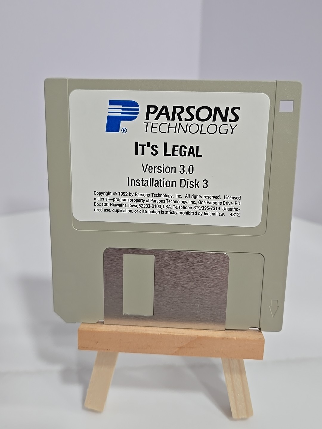 Parsons ® Technology IT’S LEGAL 3.5″ Floppy Disks 1-3 Windows Version 3.0
