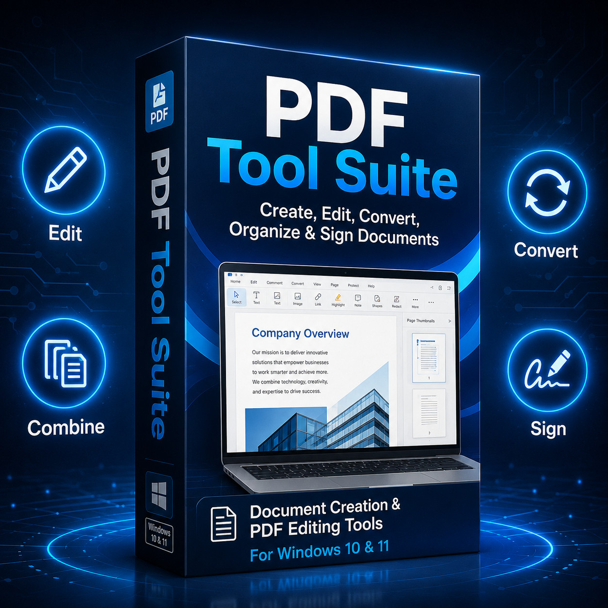PDF Editor USB for Windows 10 & 11 | Create Edit Convert Merge Sign PDF Tools