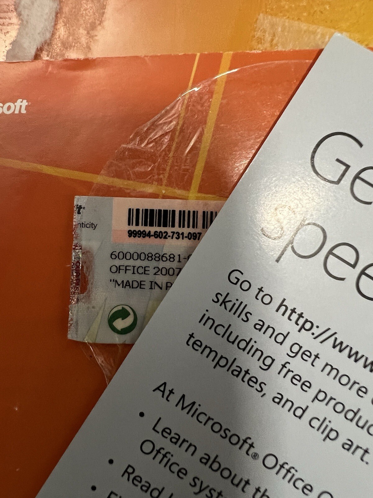Microsoft MS Office 2007 Standard Genuine Disc With Product Key w/ Case