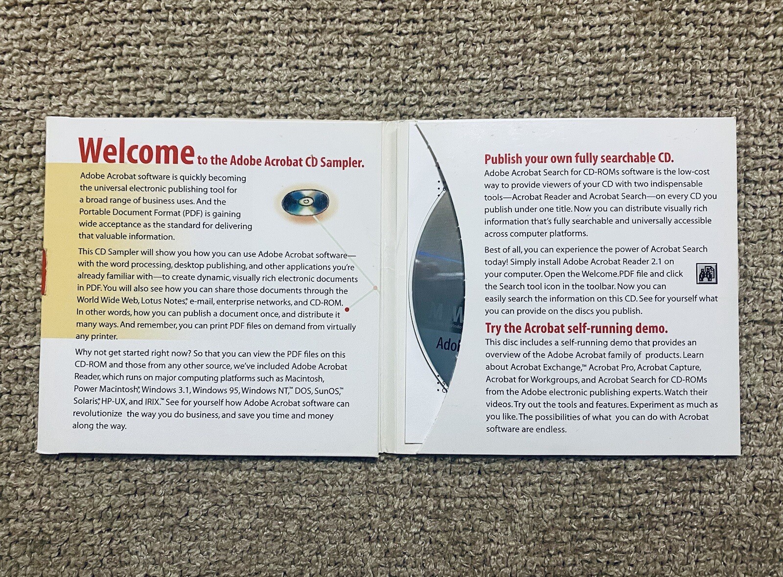 ADOBE ACROBAT CD SAMPLER: Version 2.1, Universal Electronic Publishing Tool, NM
