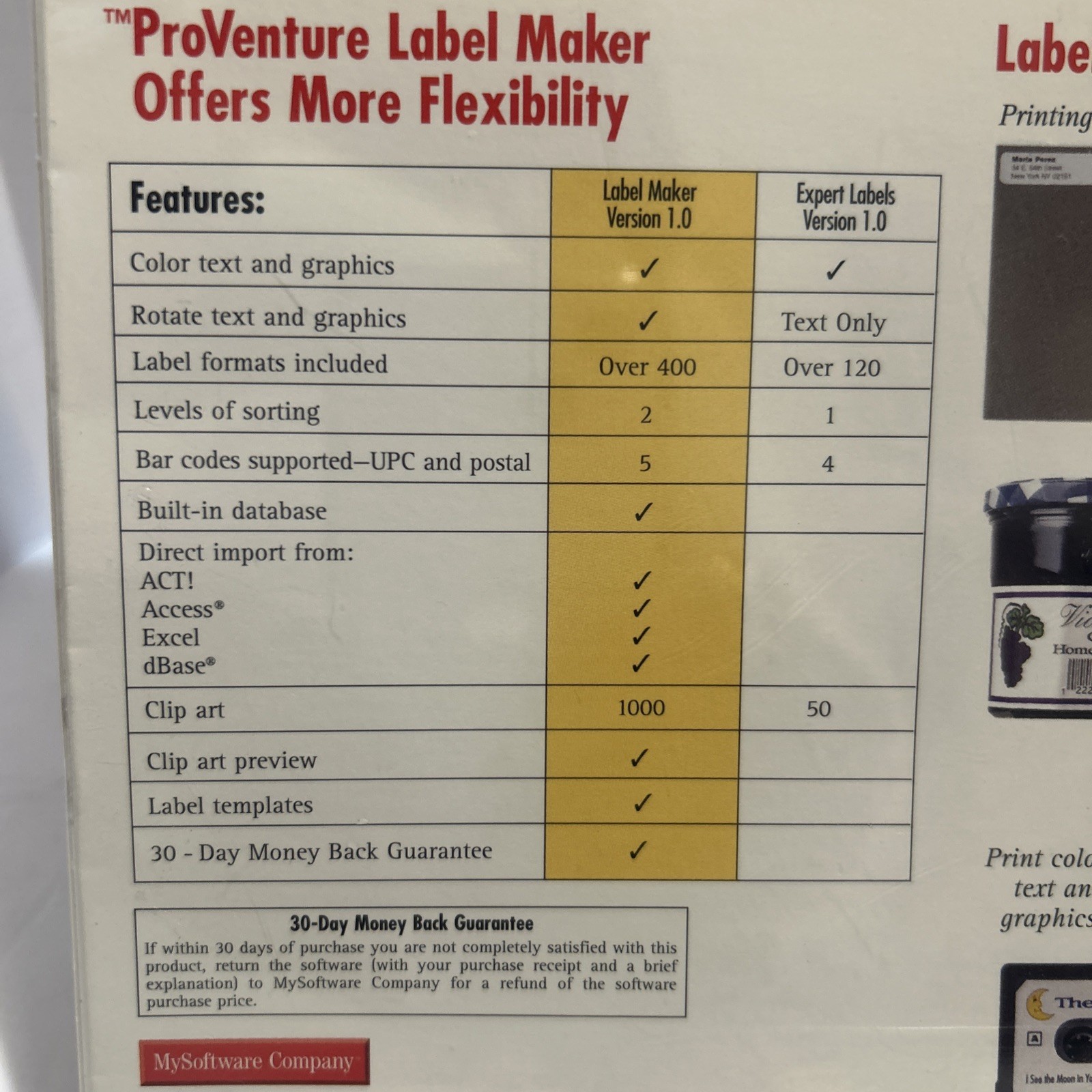 Vtg ProVenture ® Label Maker For Windows 3.1 & 95 – On 3.5 Floppies © 1998 – Ne