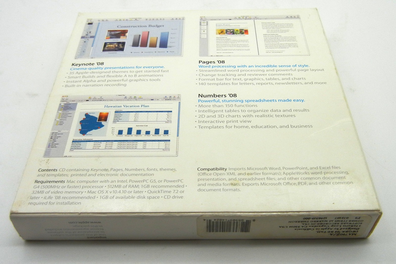 iWork ’08 Includes Keynote’08,Pages’08, Numbers’08 MA79Z0 / Complete