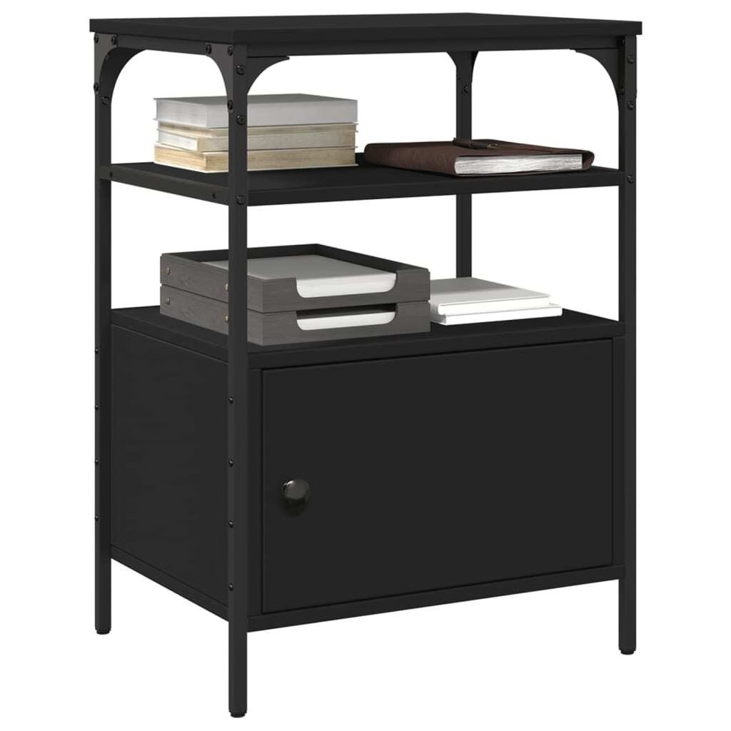 Printer Stand 3-Tier Black 19.7″x15.7″x29.9″ Engineered Wood