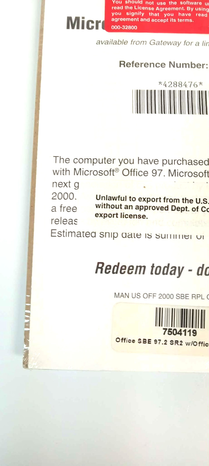 Microsoft Office 2000 Upgrade from Gateway SBE-E 1998 Office SBE 97.2 SR2 Office