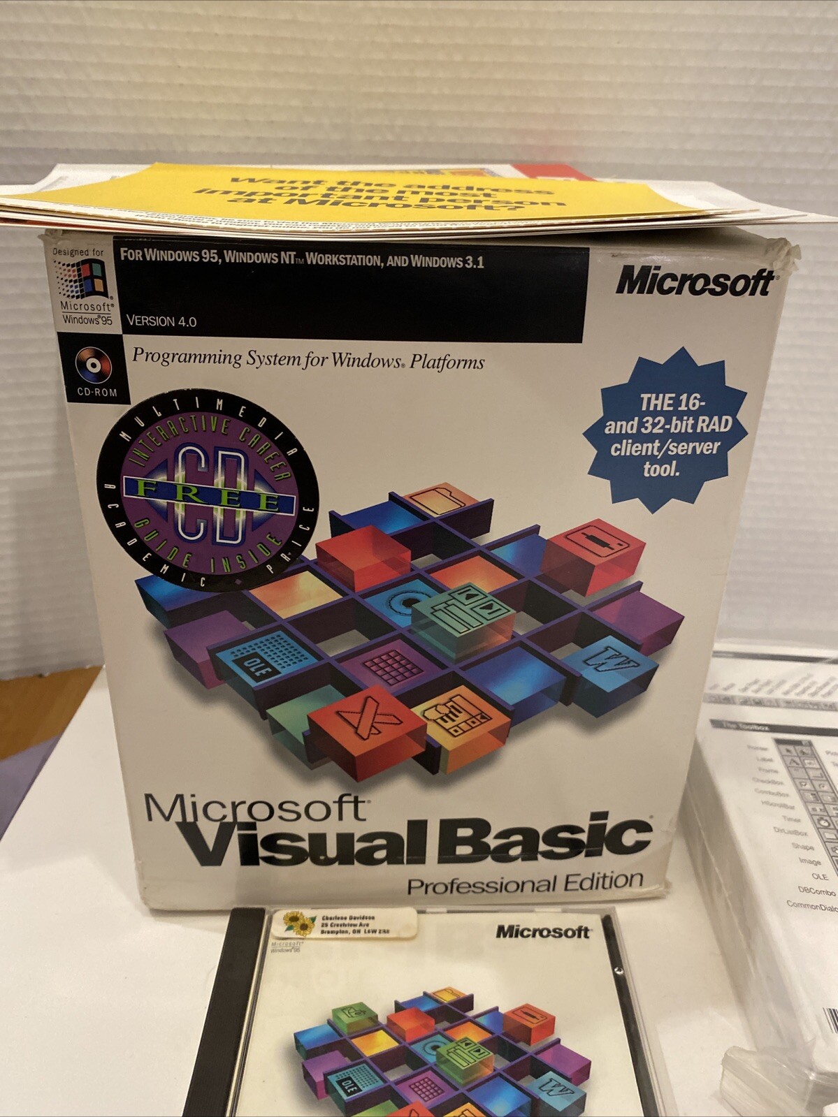 Microsoft Visual Basic 4.0 Professional Edition For Windows 95 NT 3.1 Complete