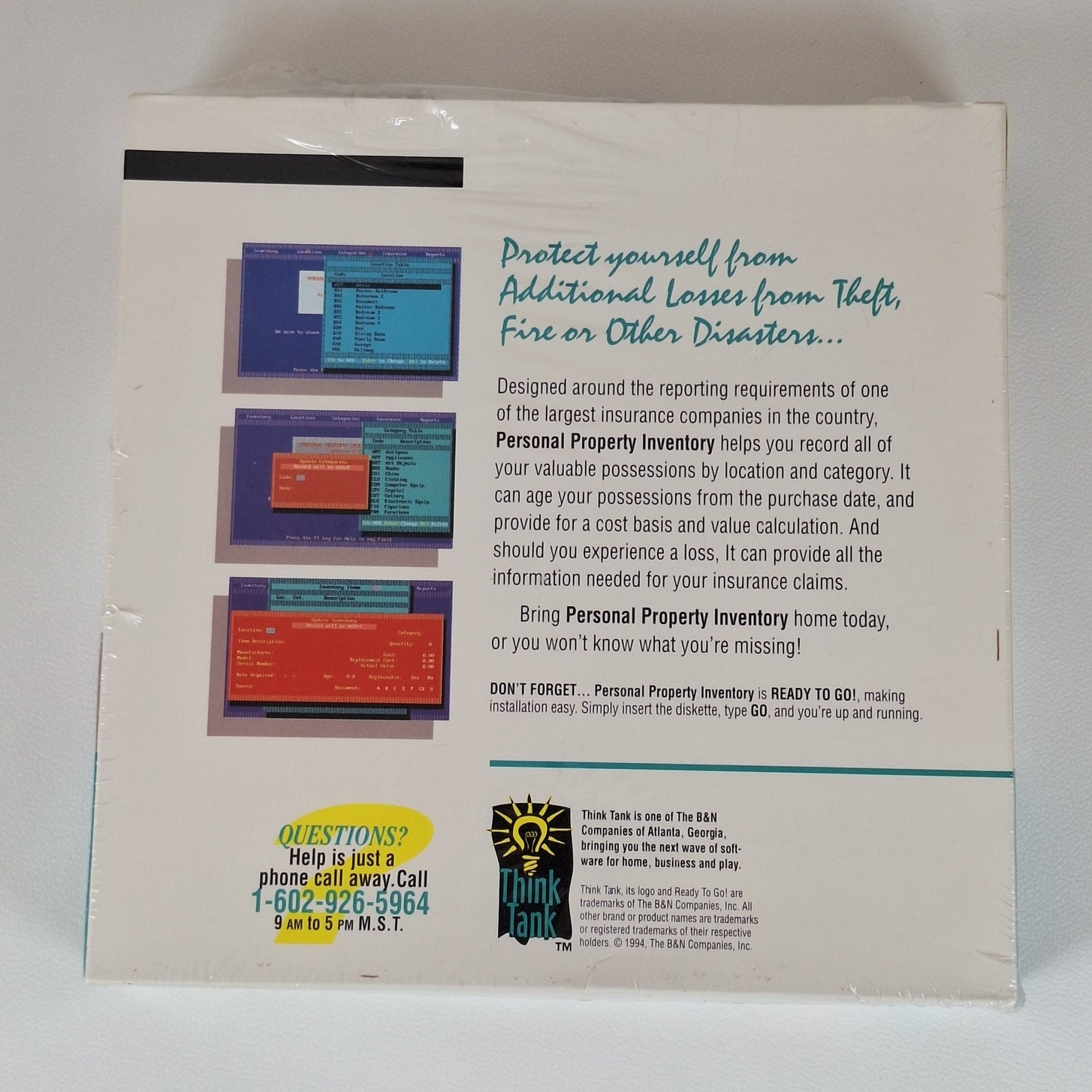 Think Tank PersonaI Property Inventory DOS Software 3.5″ Disk (New & Sealed)