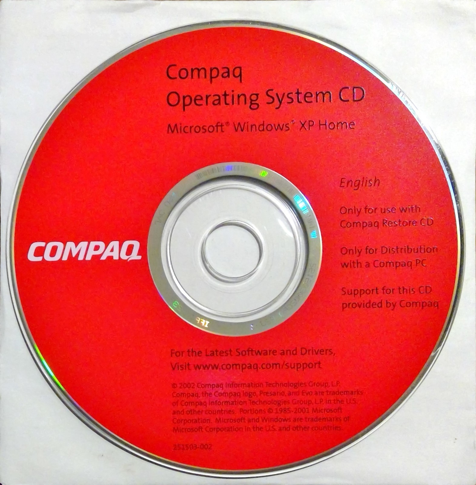Compaq Operating System CD in English for Compaq PC VERY GOOD