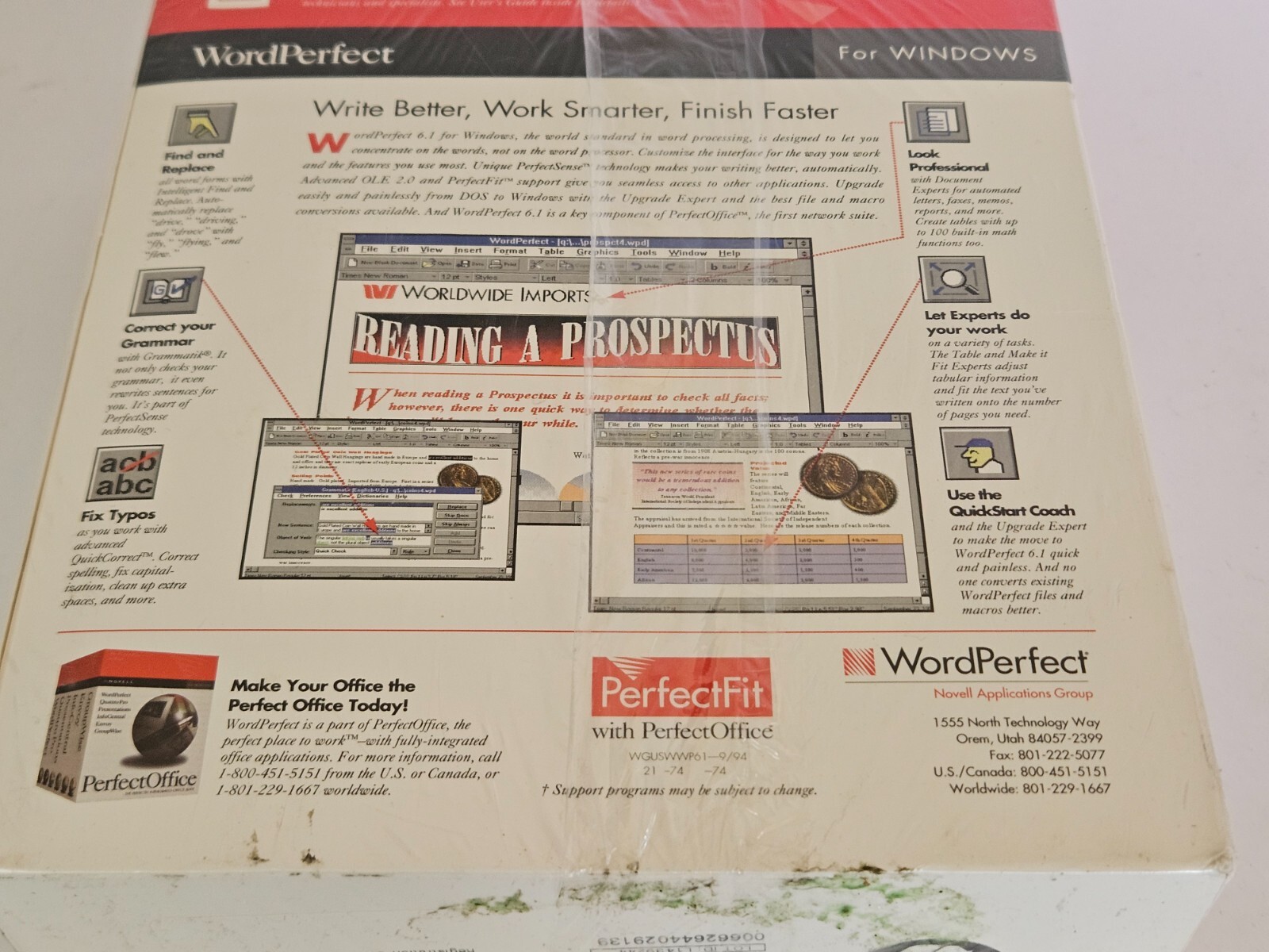 Novell Word Perfect 6.1 Windows Sealed HD Diskettes Word Processor