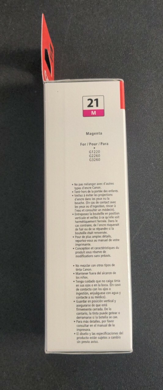 Canon GI-21 Magenta Ink Bottle, Compatible to G3260, G2260 & G1220 Supertank-NEW