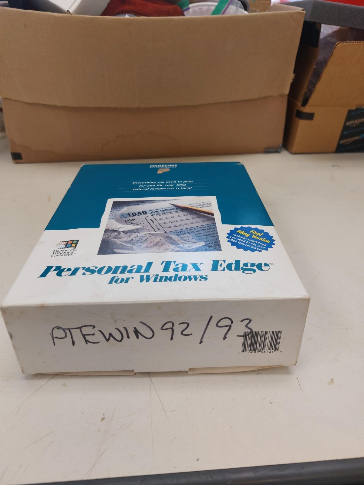 Vintage 1992 + 1993 Parsons Personal Tax Edge software 3.5″ diskettes + manuals