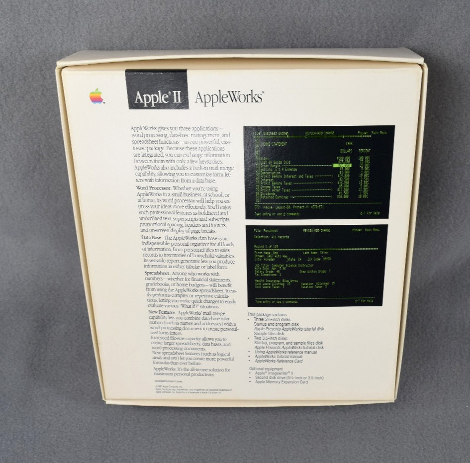 Vintage Apple II AppleWorks A2D4501/A Office Suite Software 1987 UNTESTED