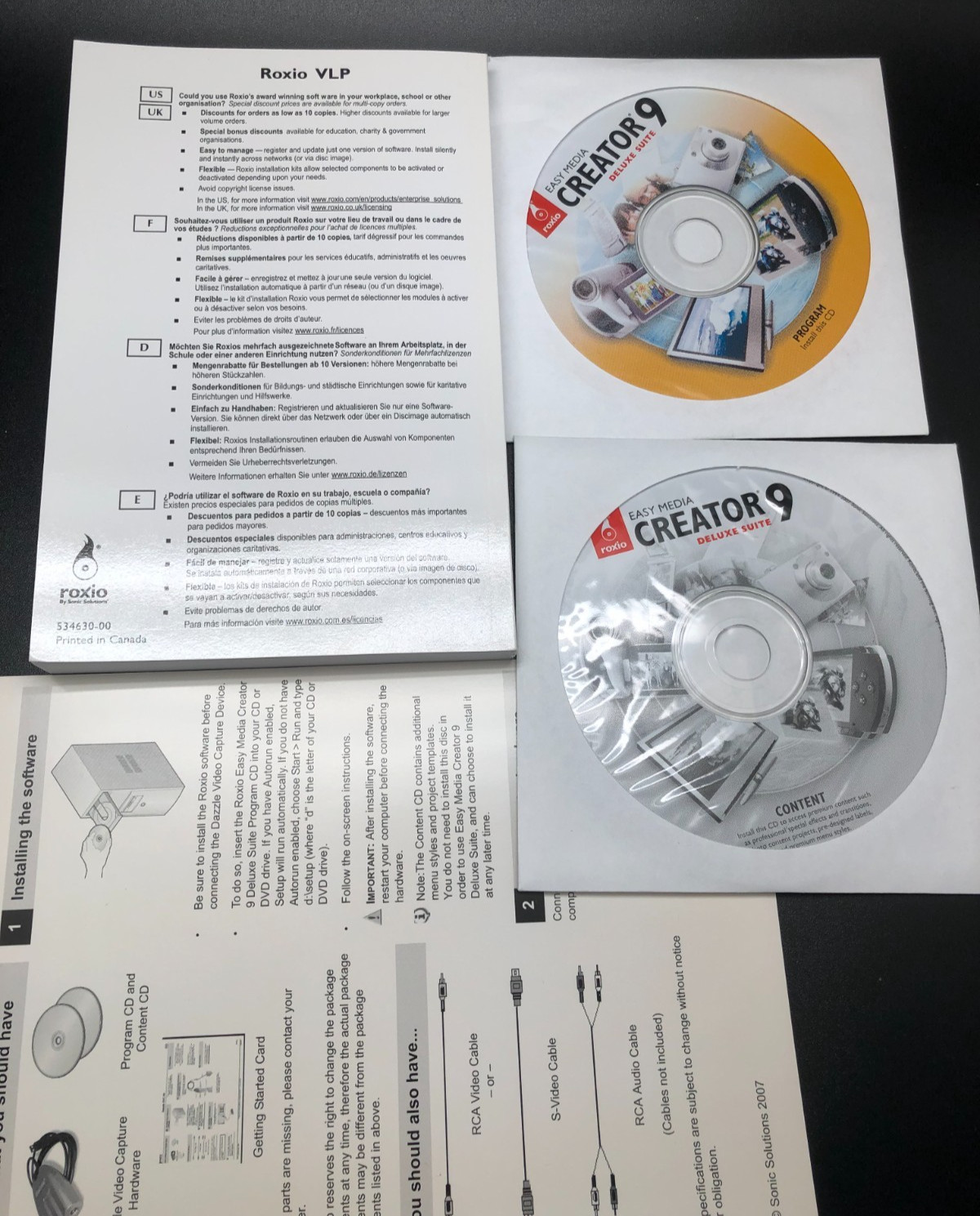 Roxio Easy Media Creator 9 Deluxe Suite 231200 With Dazzle Video Capture Device