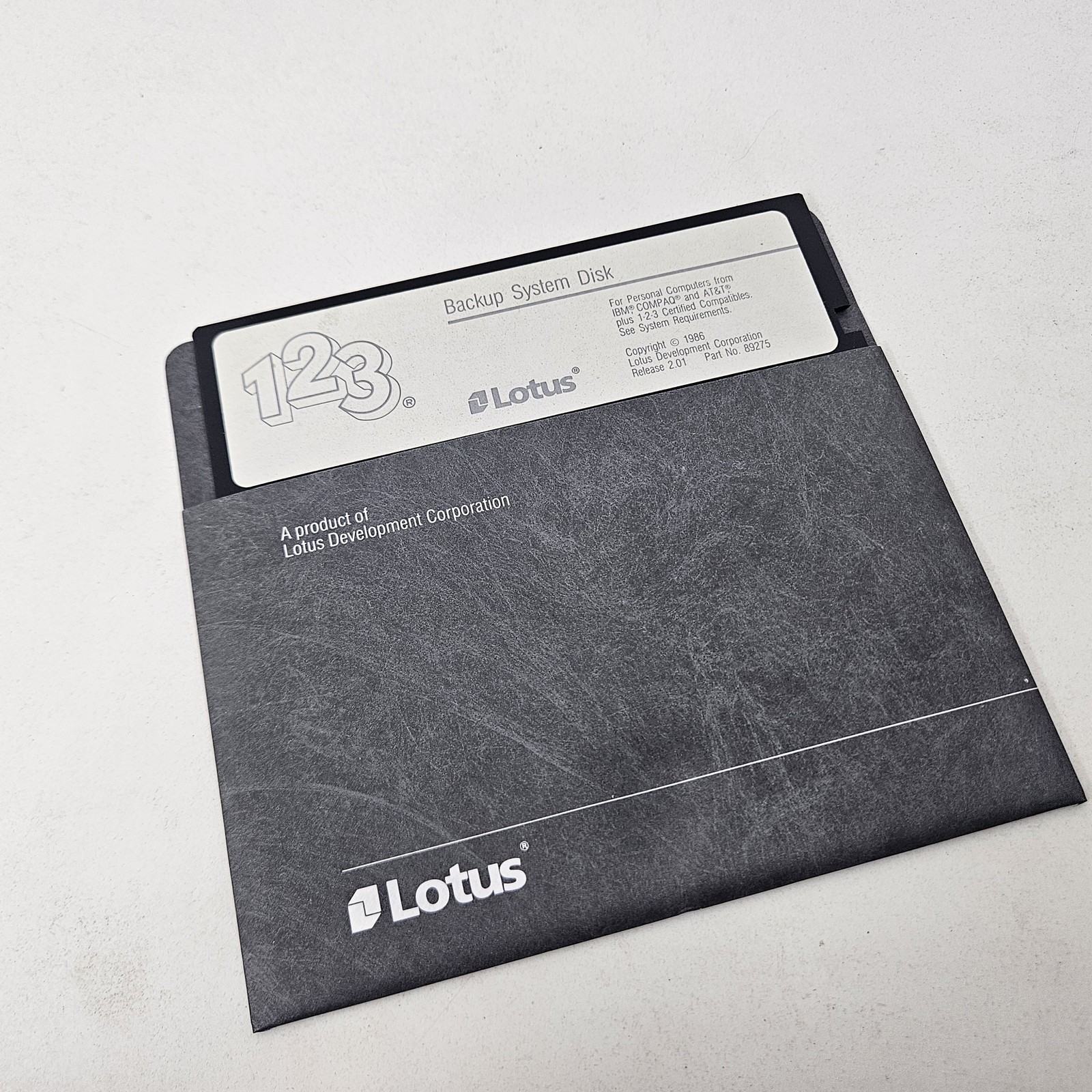 Vintage Lotus 1-2-3 Release 2.01 Backup System Disk 5.25″ Floppy IBM PC DOS