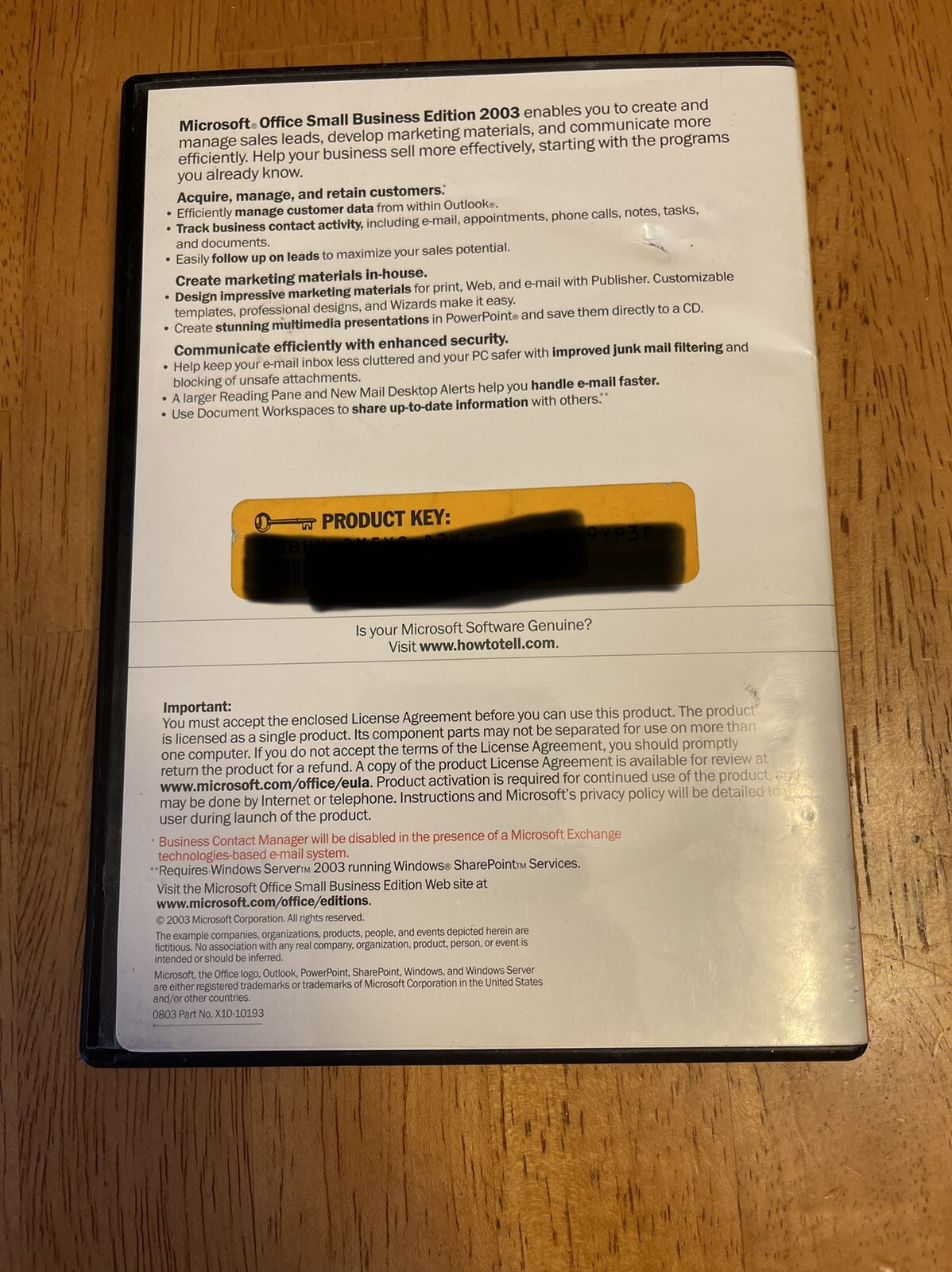 Microsoft Office 2003 Small Business Edition w/ Key + Business Contact Manager