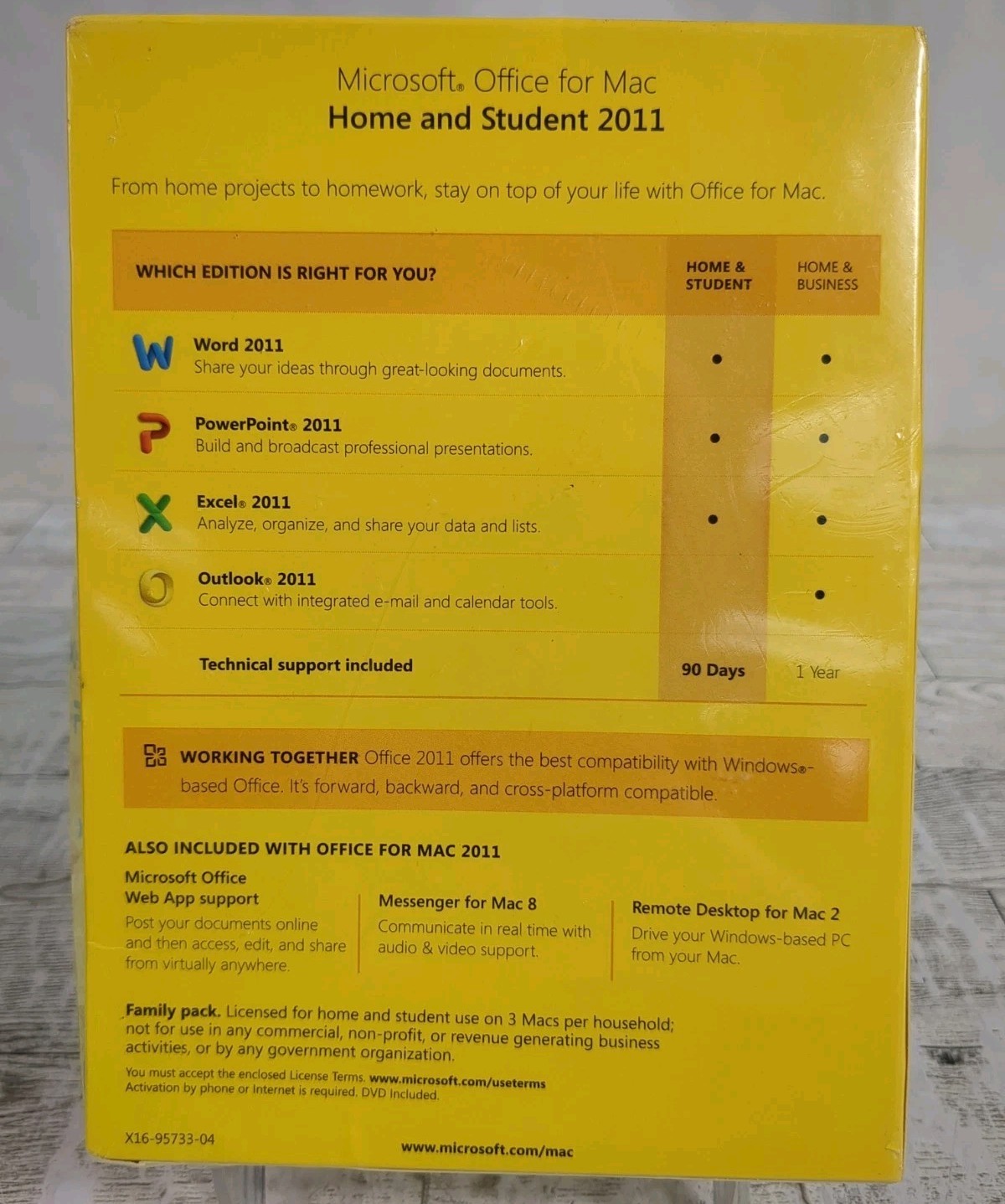 NSB MICROSOFT Office:Mac 2011 Home & Student Family Pk Software(3 Users/3 Macs)
