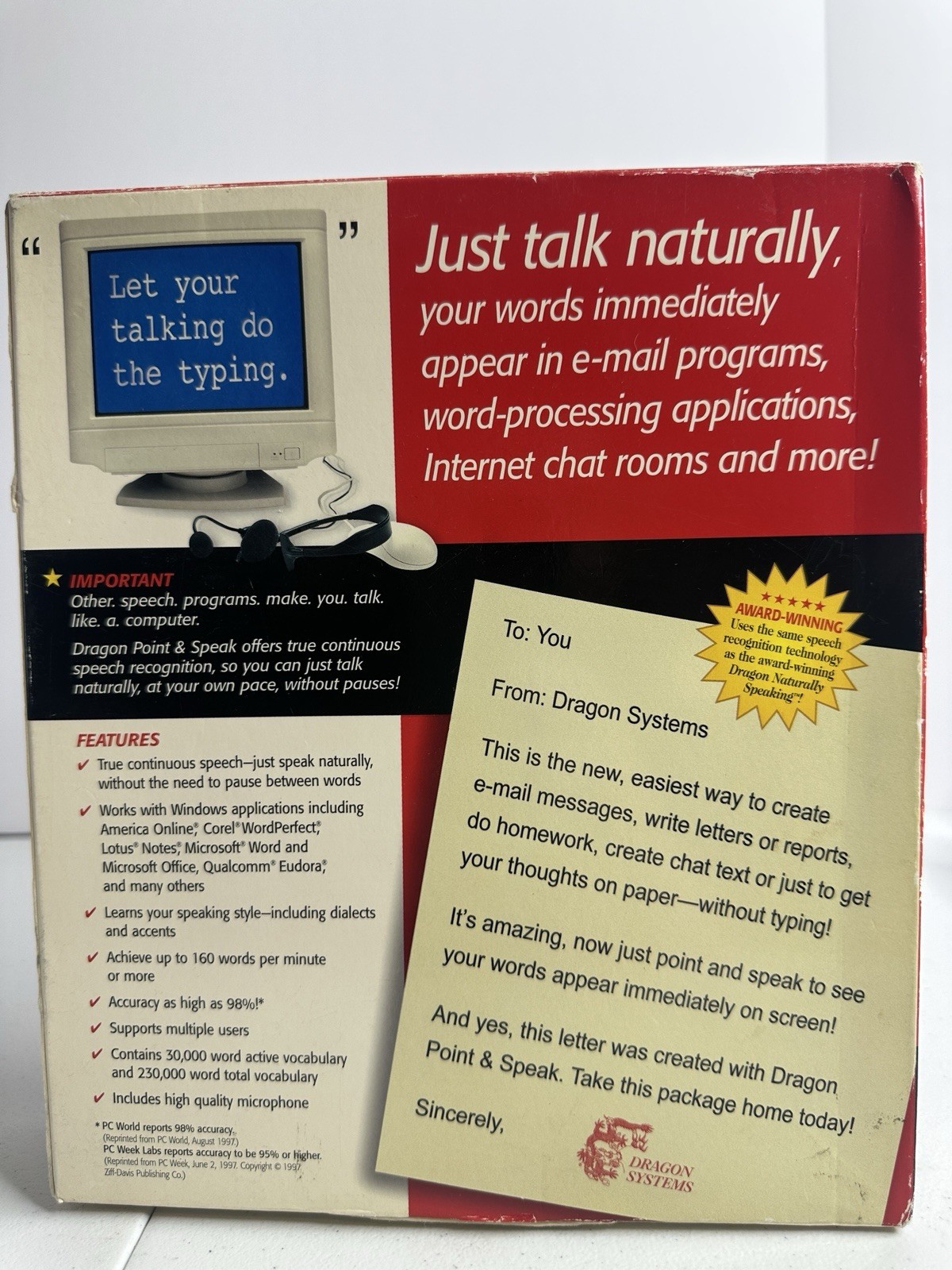 Dragon point and speak true continuous speech recognition – Pre-owned