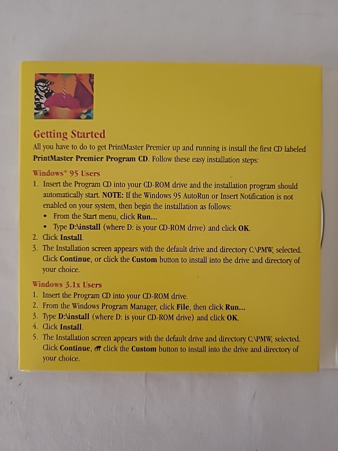 PrintMaster Premier Program for Windows 95 Windows 3.1x Art and Photos 4CDs