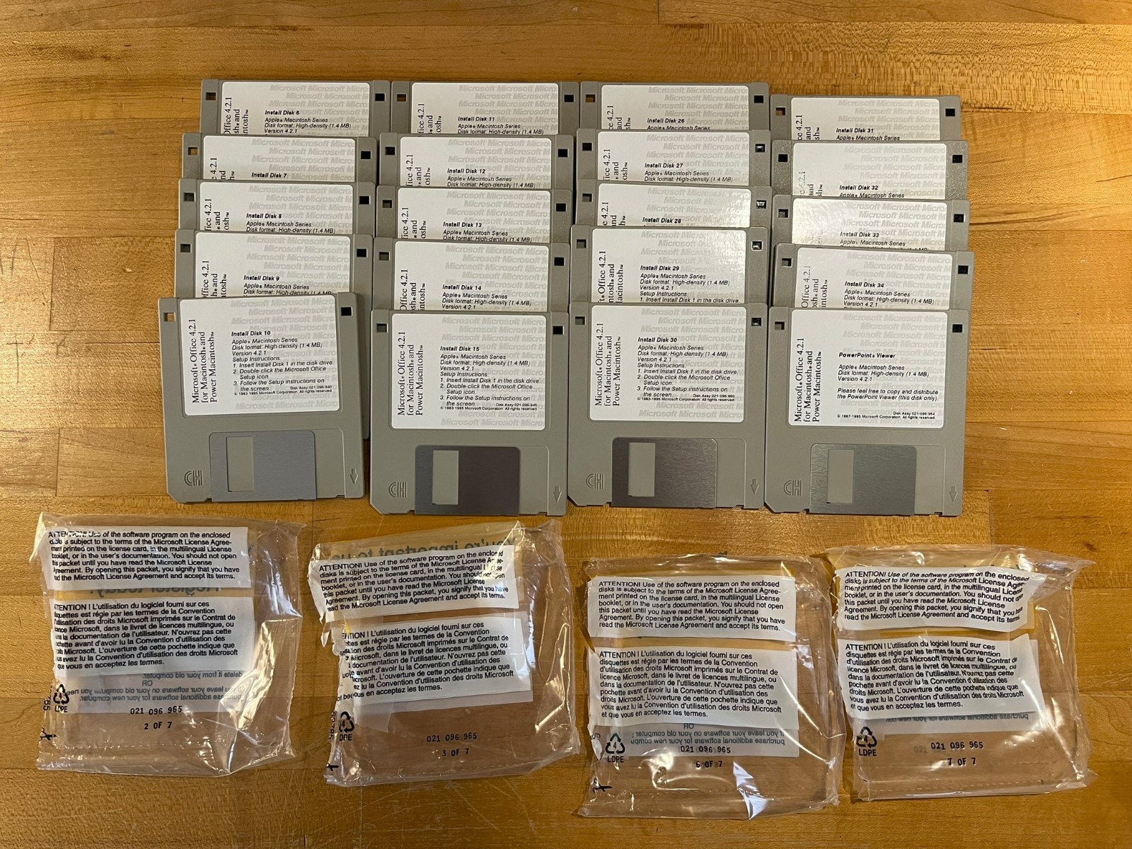 Microsoft Office 4.2.1 for Macintosh, INCOMPLETE Set of Floppy Disk 6-15 26-34