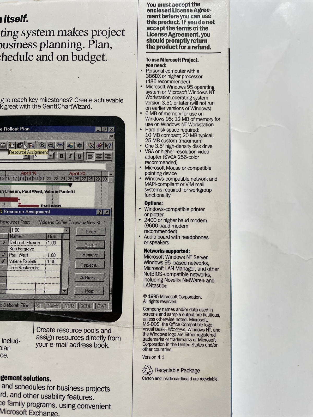Microsoft Project designed for windows 95 Sealed