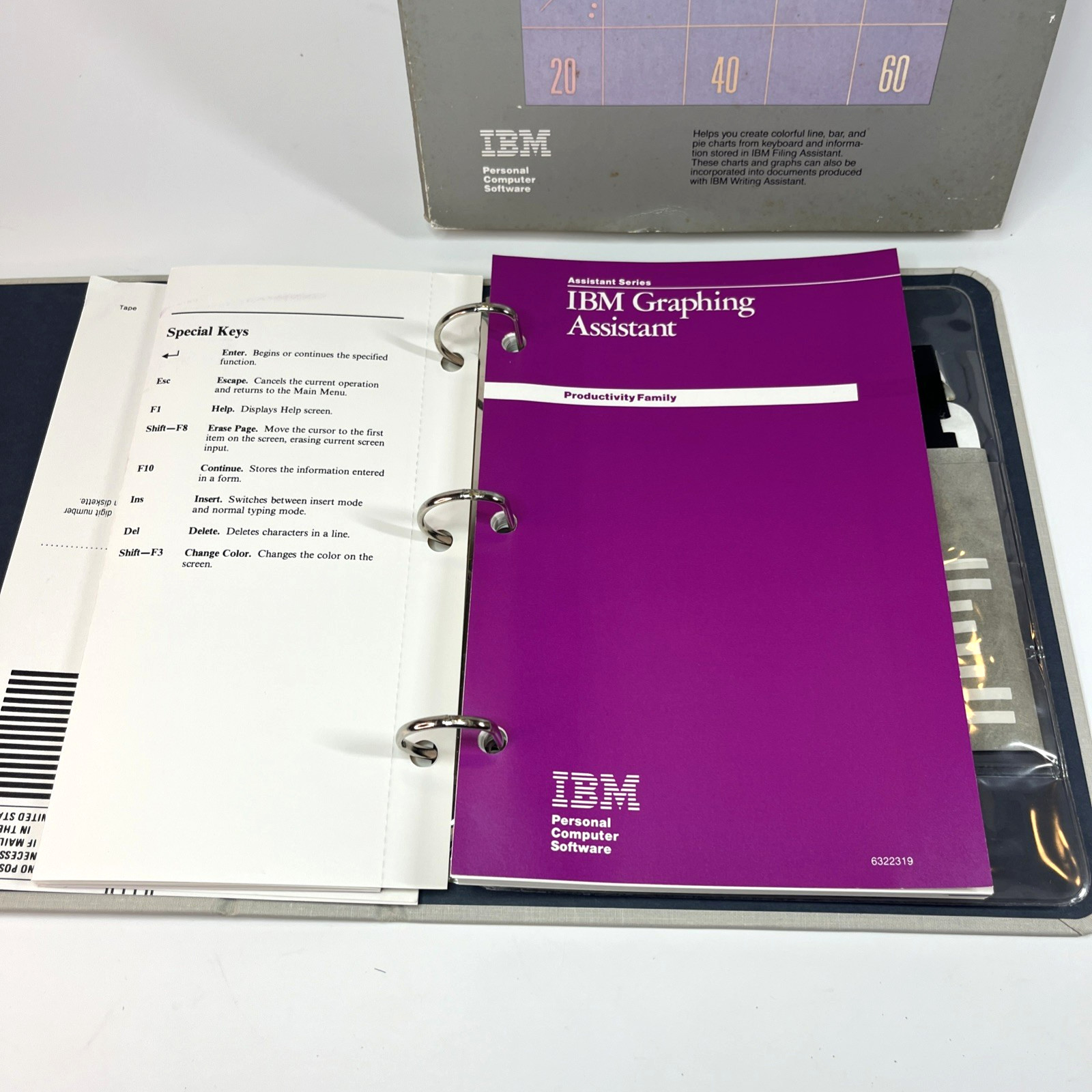 Vintage IBM Graphing Assistant With 5.25″ Disk PC XT PCjr Software