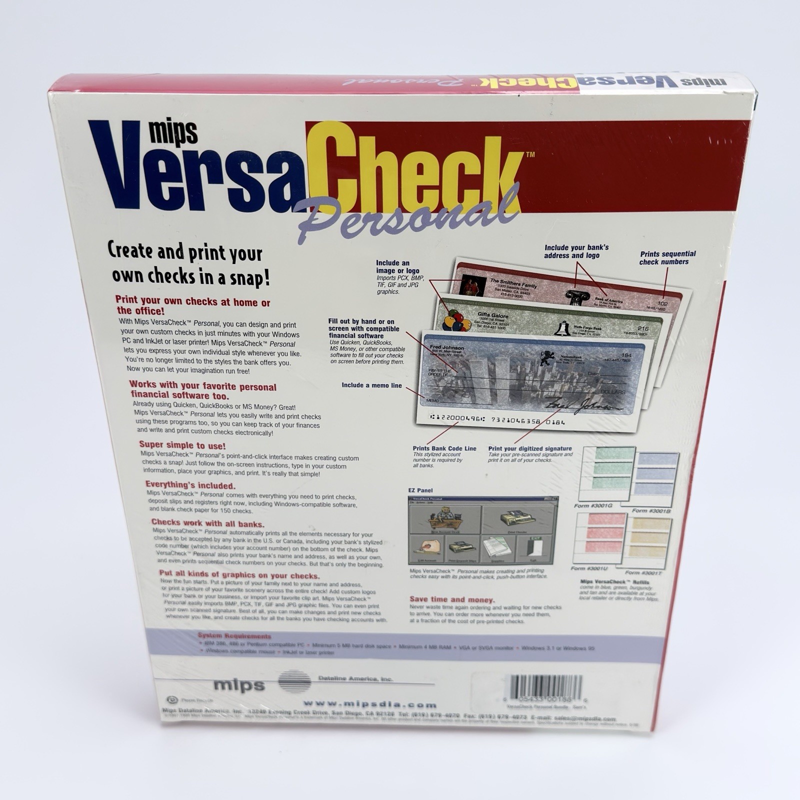 Mips Versa Check Personal Custom Check Creation Software 3.5″ Floppy w/150 Blank