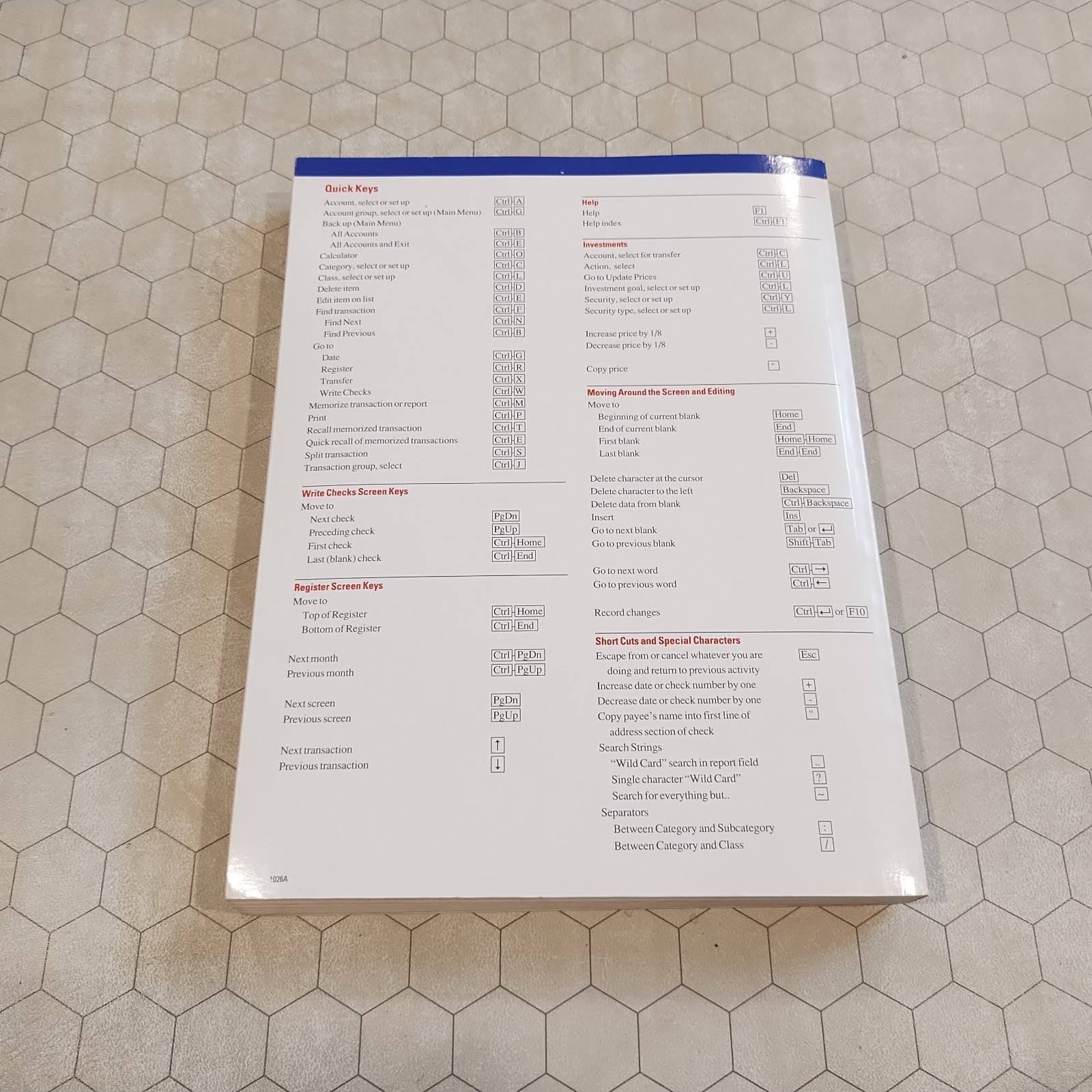 Intuit Quicken 4.0 manual, IBM/PC, 3.5″ floppy disk, 1990 2nd printing