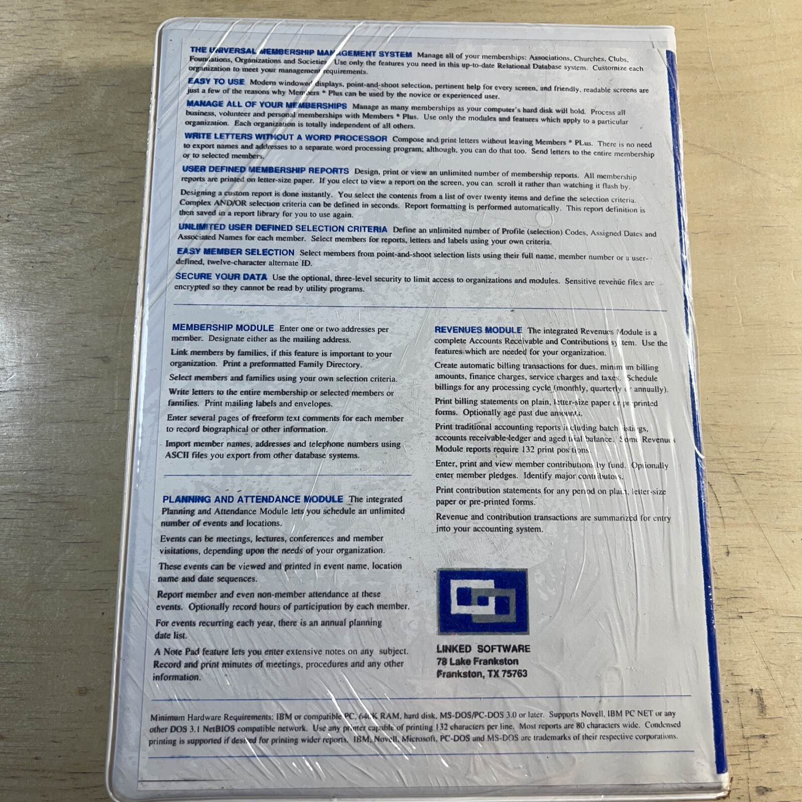 The universal membership management system sealed. POC-DOS 3.0 or later