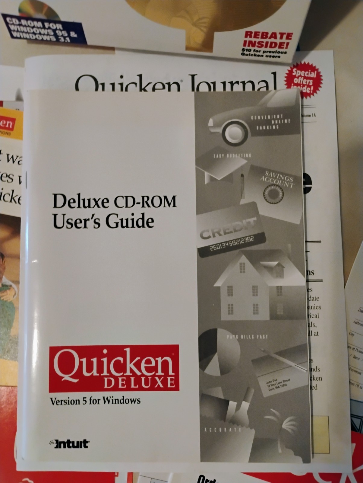 open box Vintage Quicken Deluxe for Window 95 cd-rom Intuit 1994