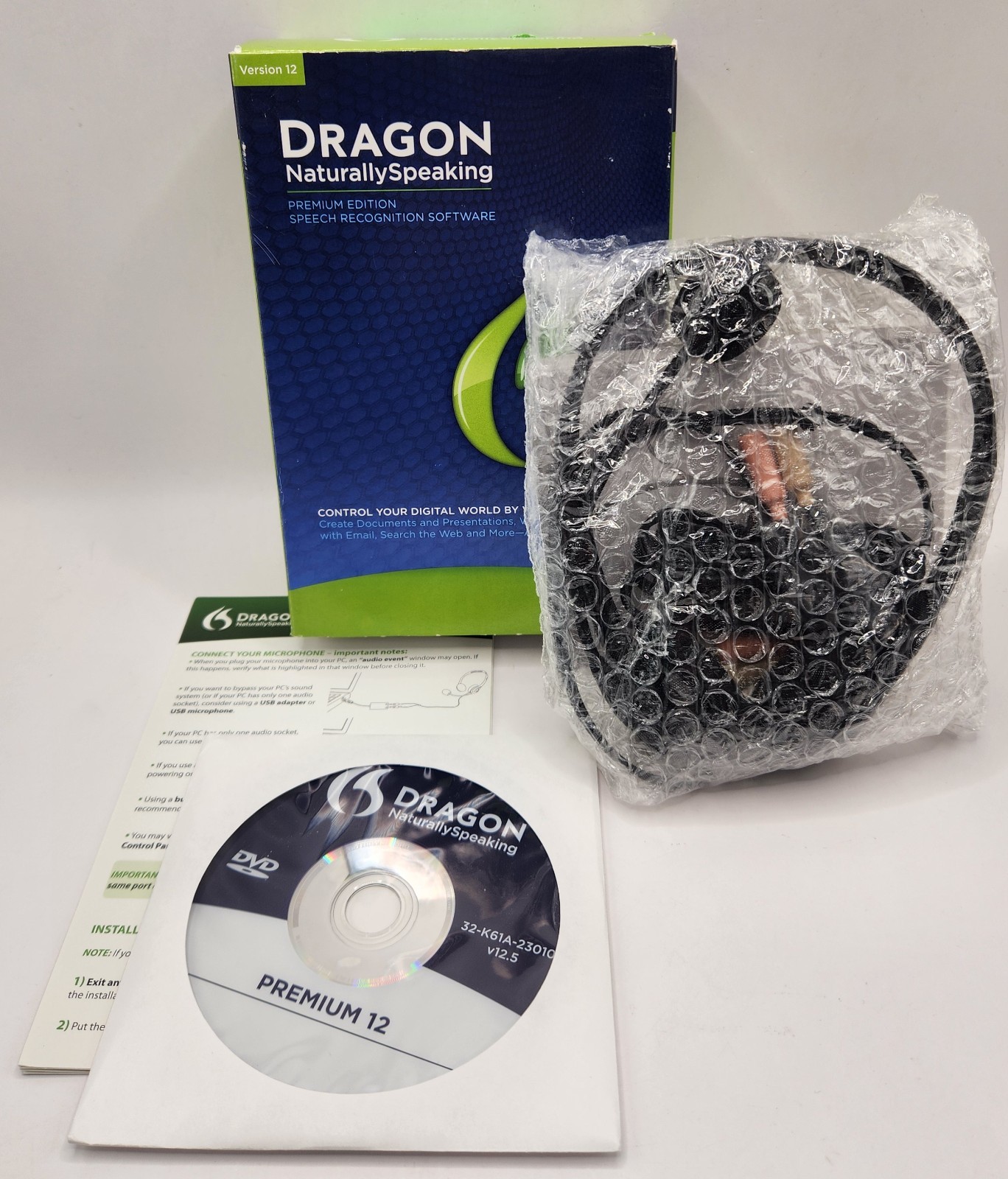 Nuance Dragon NaturallySpeaking 12 Premium for Windows W/Mic – Good Cond