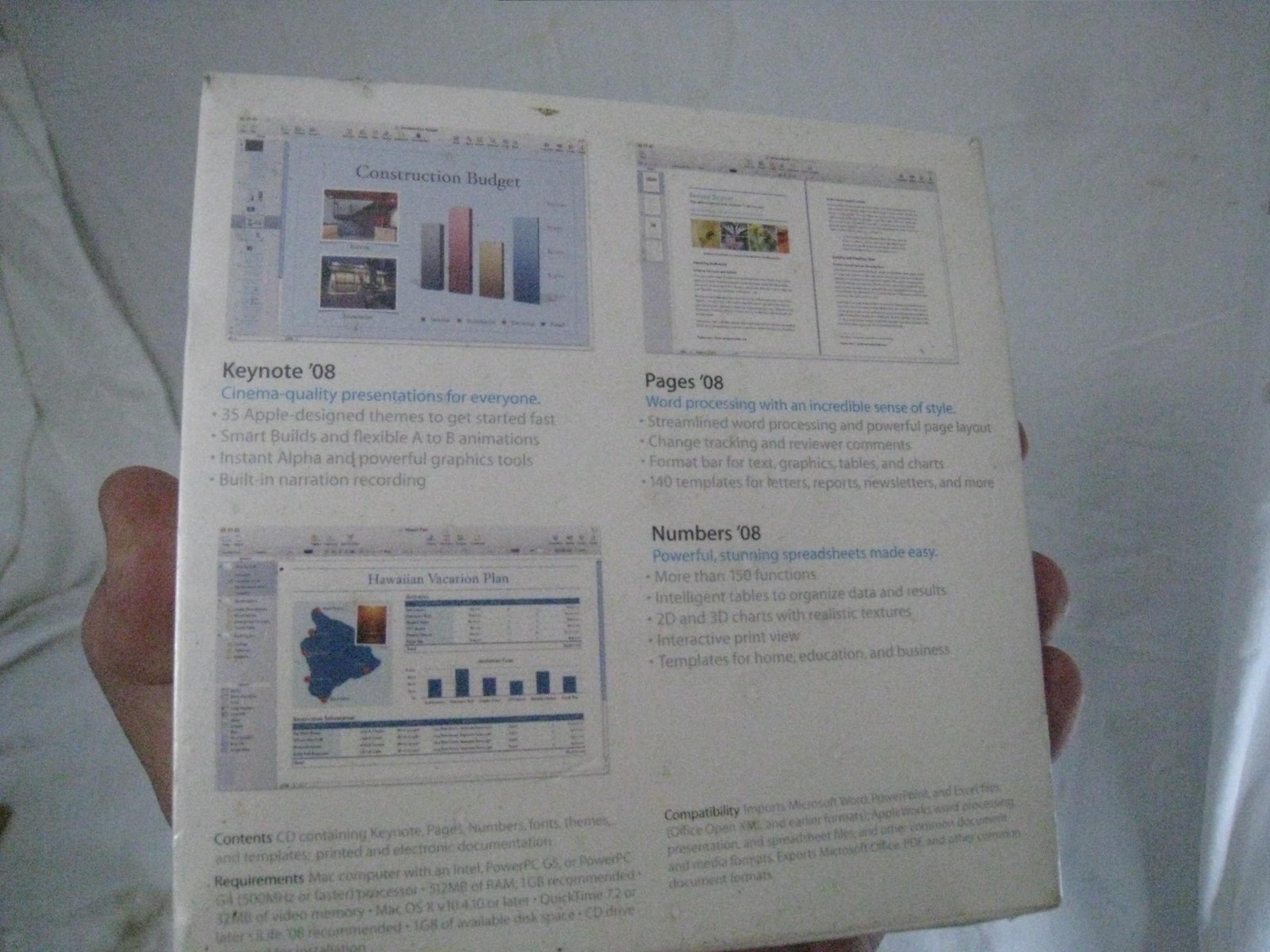 NEW NOS iWork ’08 Includes Keynote’08,Pages’08, Numbers’08 MA79Z0 /A SEALED CD